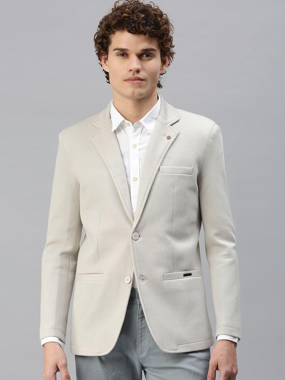 showoffff Men Self Design Single Breasted Casual Blazer-picture-39