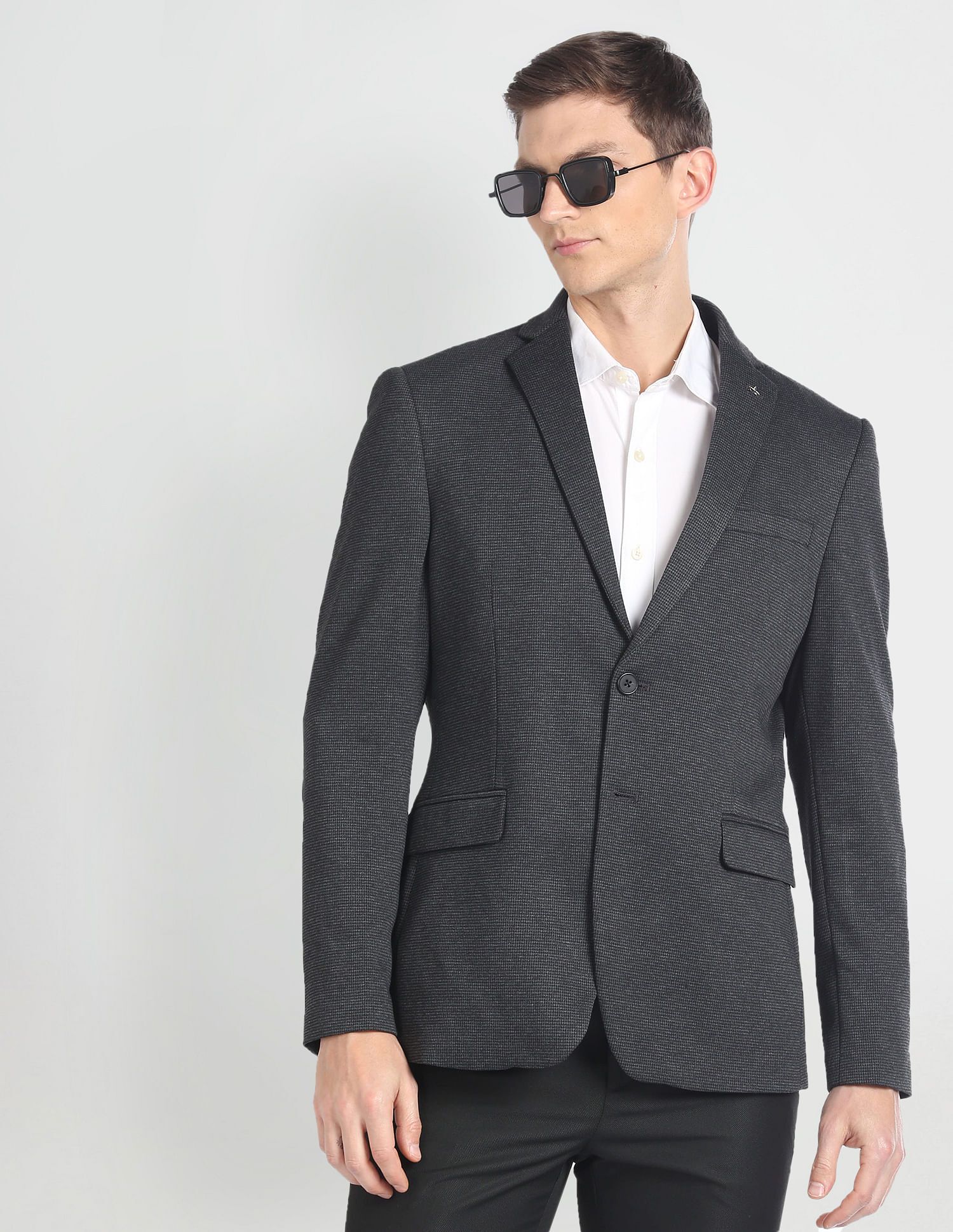 arrow Men Self Design Single Breasted Formal Blazer-picture-21