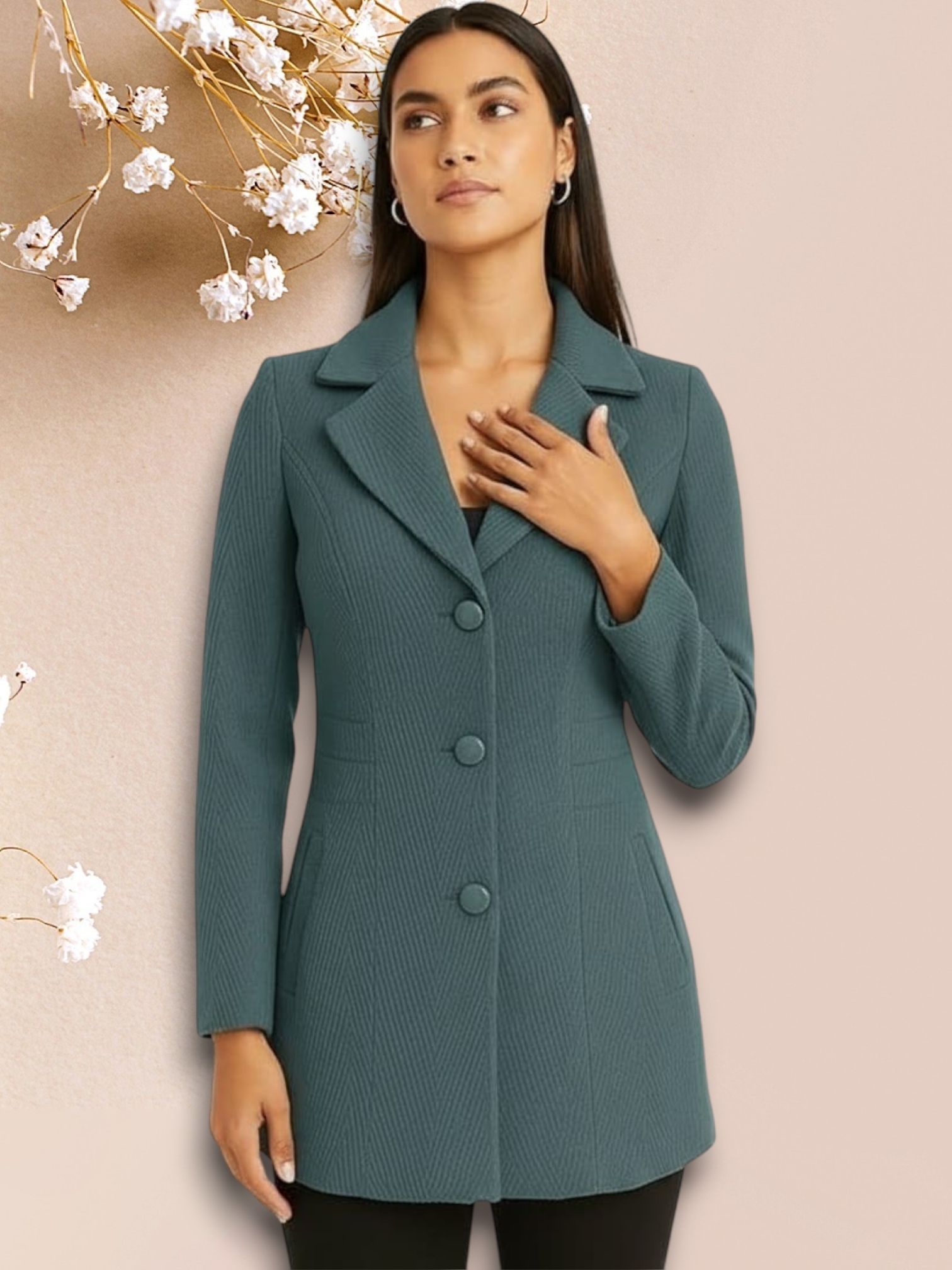 pepzoo Women Solid Double Breasted Casual Blazer-picture-34