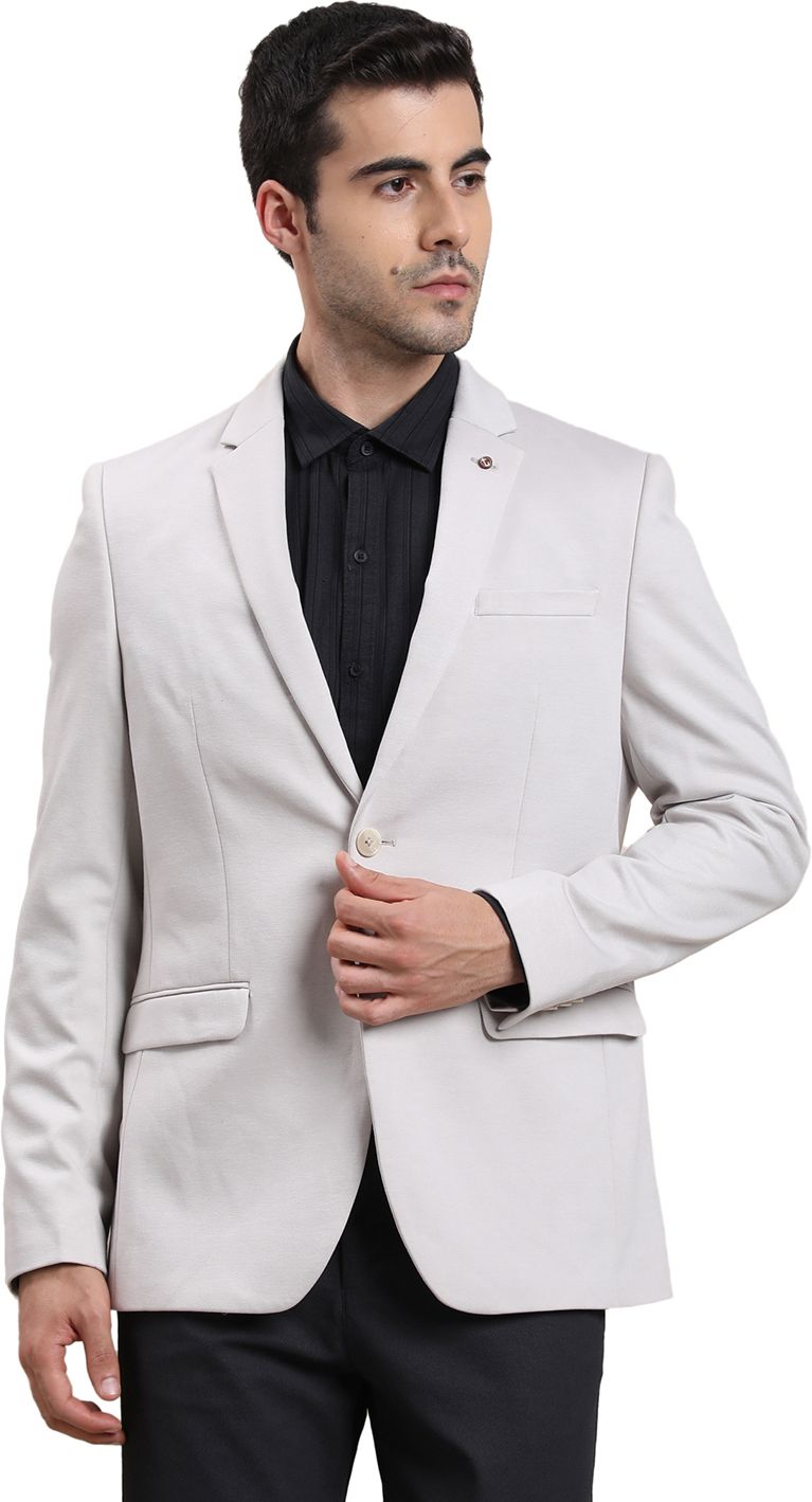 Men Solid Single Breasted Casual Blazer