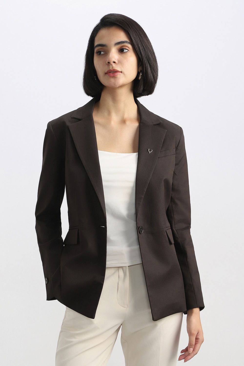 allen solly Women Solid Single Breasted Formal Blazer-picture-41
