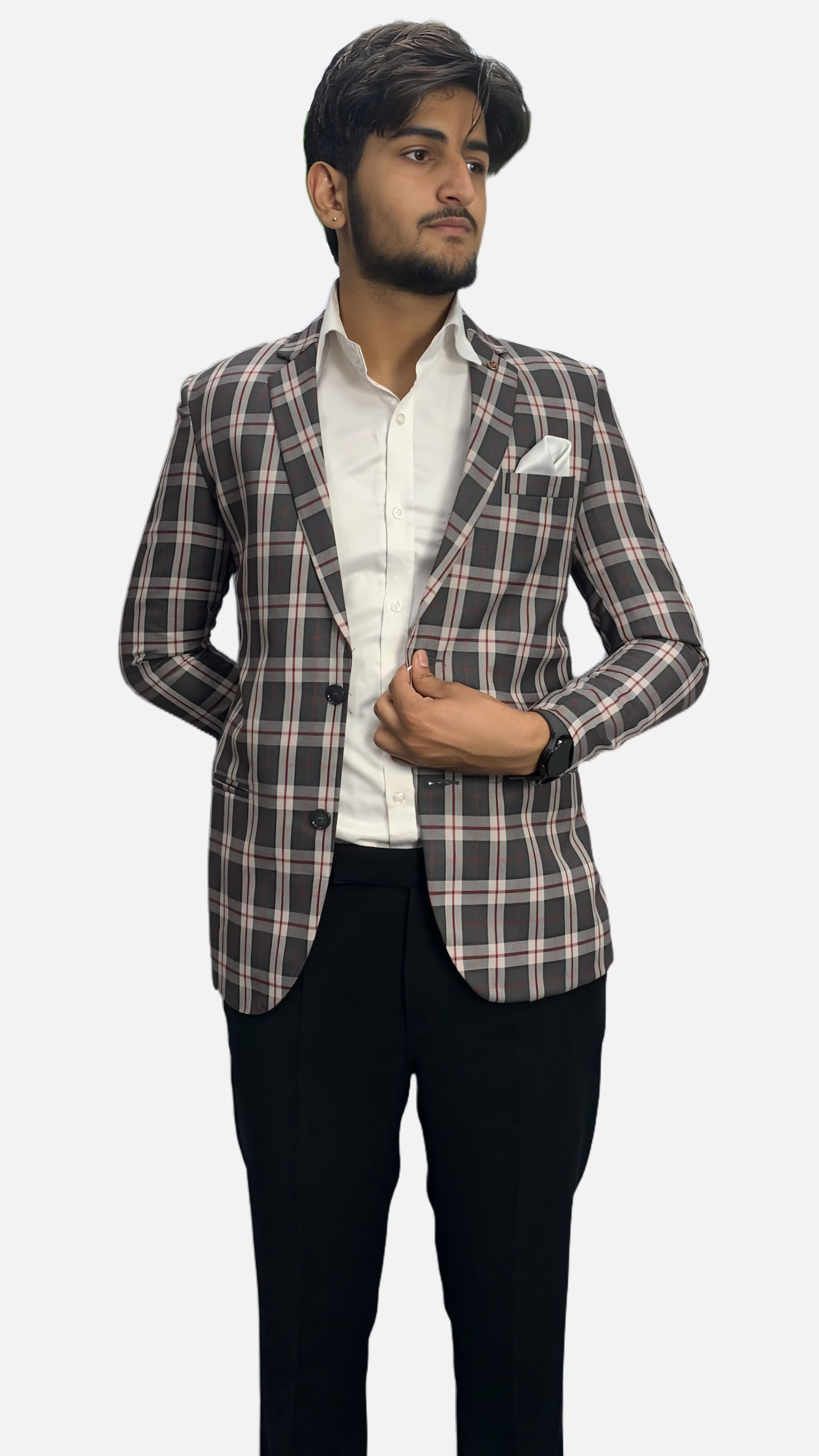 gargian master cut Men Checkered Single Breasted Formal, Party Blazer-picture-9