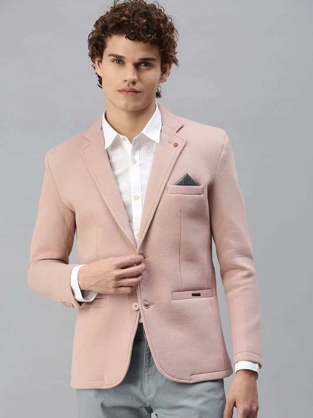 Men Solid Single Breasted Casual Blazer-image-41