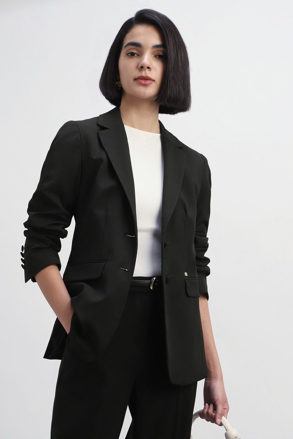 allen solly Women Solid Single Breasted Formal Blazer-picture-40