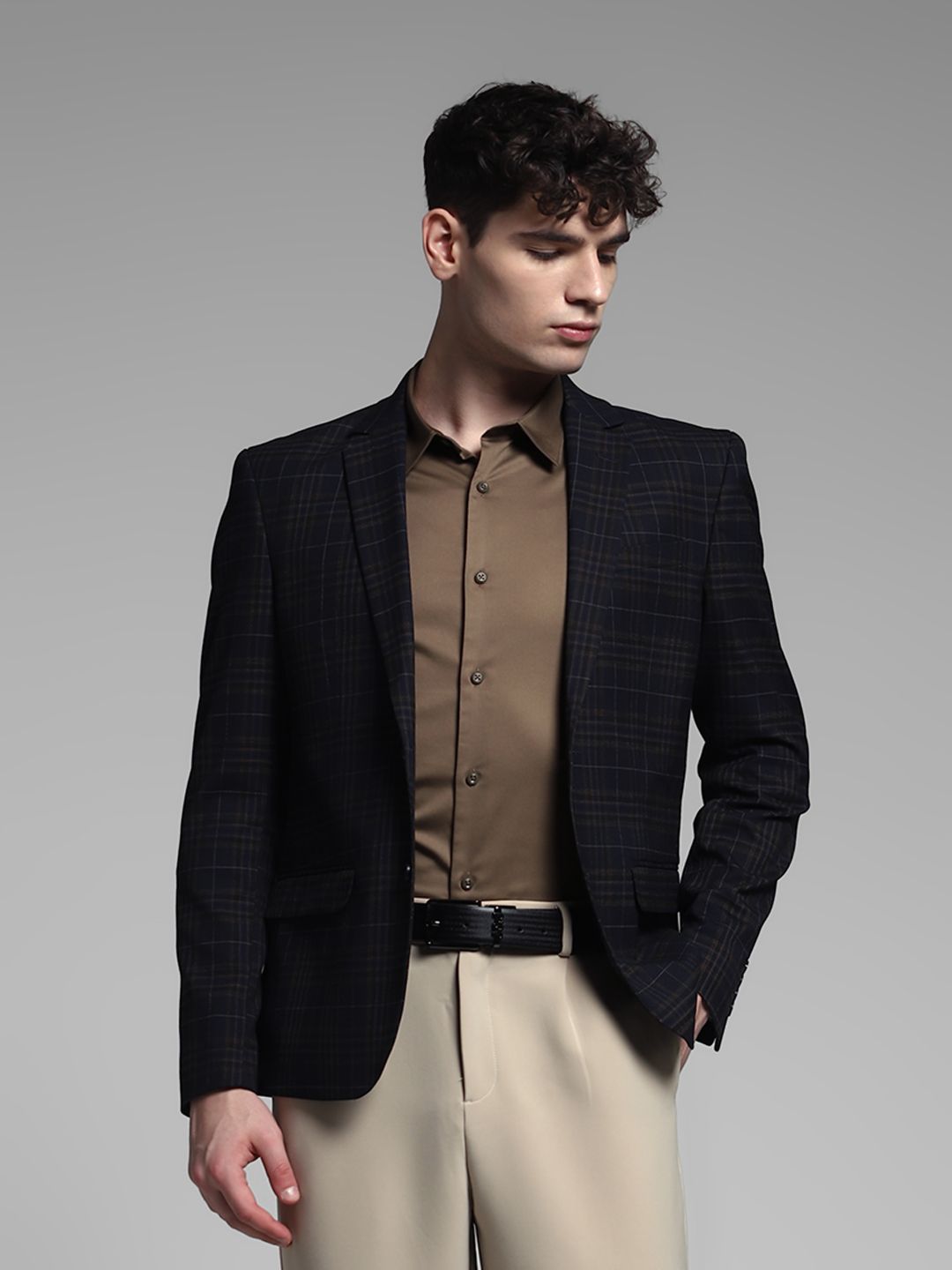 jack & jones Men Checkered Single Breasted Casual Blazer-picture-24