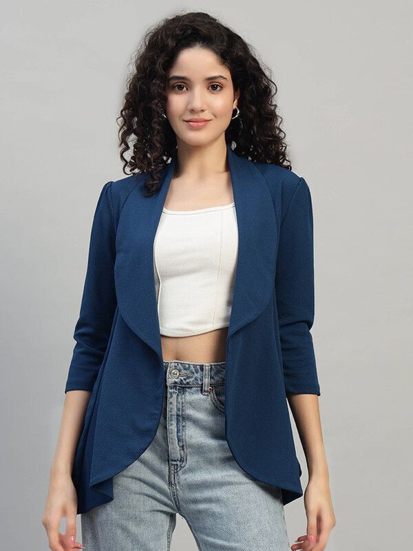 dna crafted with love Women Solid Single Breasted Casual Blazer-picture-10