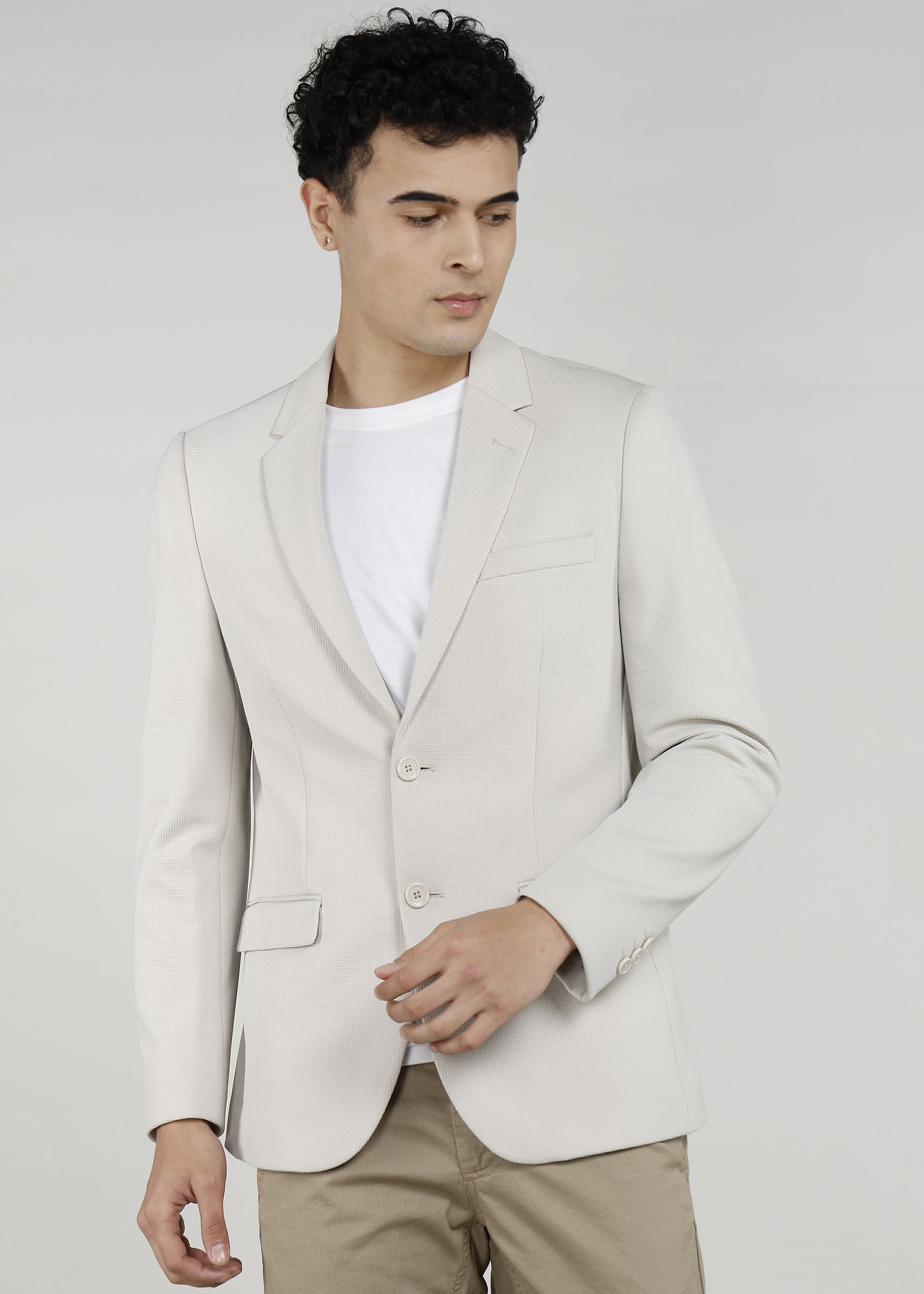 peter england Men Self Design Single Breasted Casual Blazer-picture-17