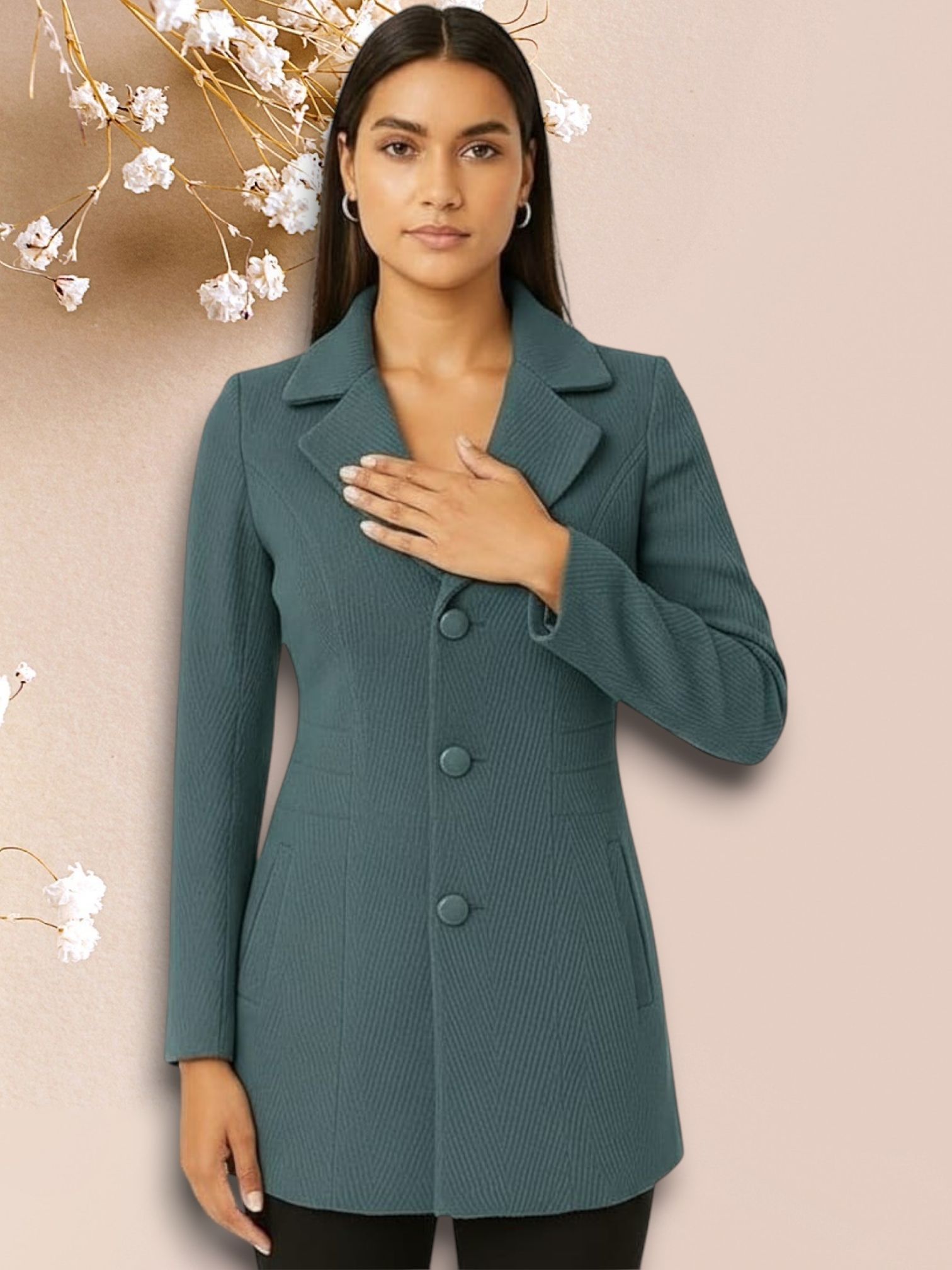 pepzoo Women Solid Double Breasted Casual Blazer-picture-20