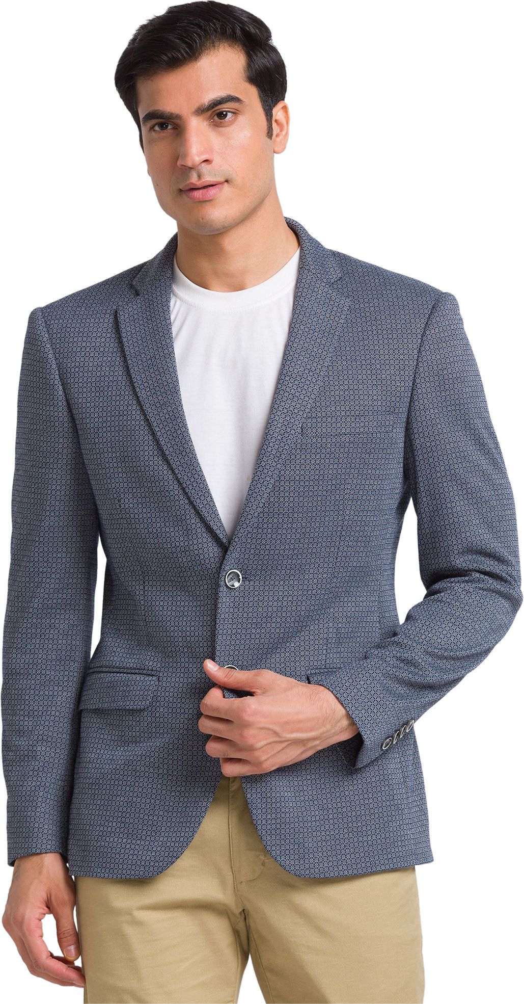 park avenue Men Checkered Bandhgala Formal Blazer-picture-15
