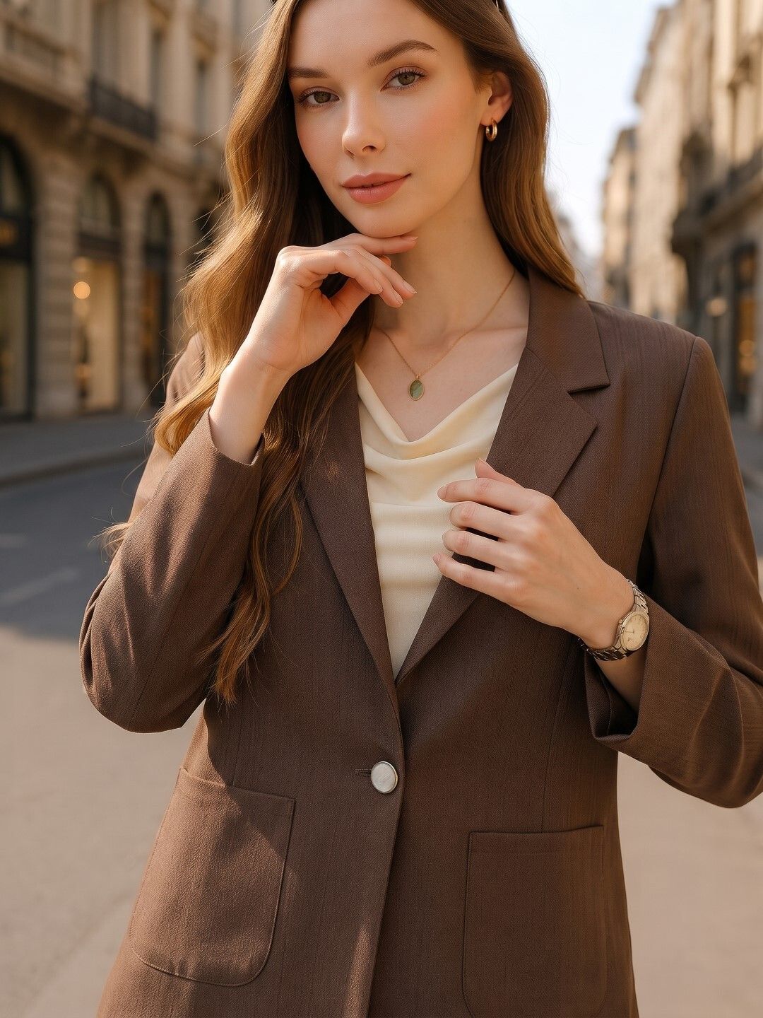 tinz Women Solid Single Breasted Casual Blazer-picture-34