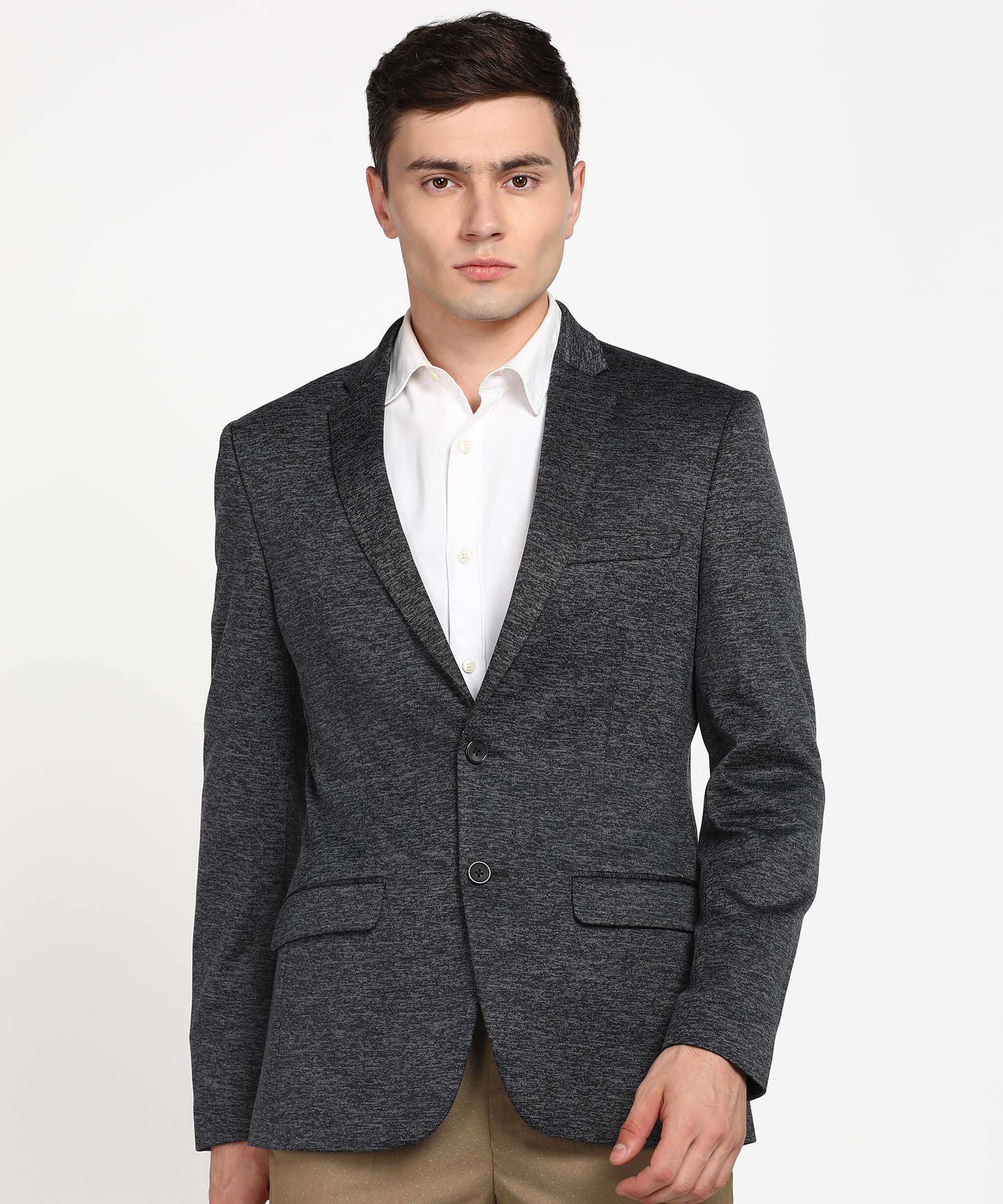 park avenue Men Solid Single Breasted Formal Blazer-picture-19