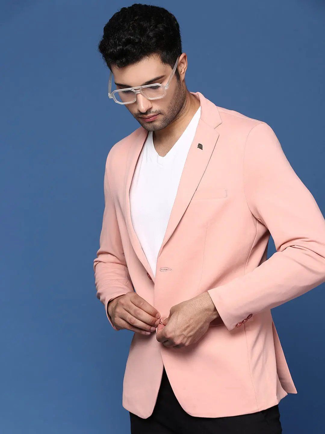 showoffff Men Solid Single Breasted Formal Blazer-picture-17