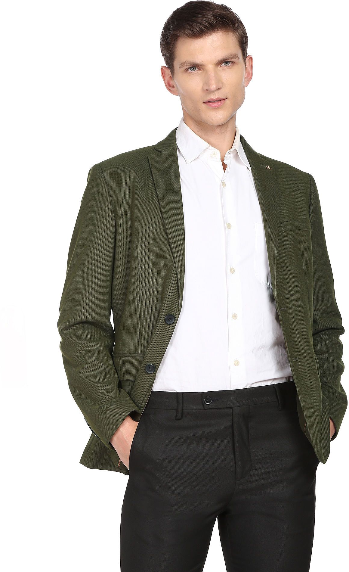 arrow Men Self Design Single Breasted Formal Blazer-picture-27