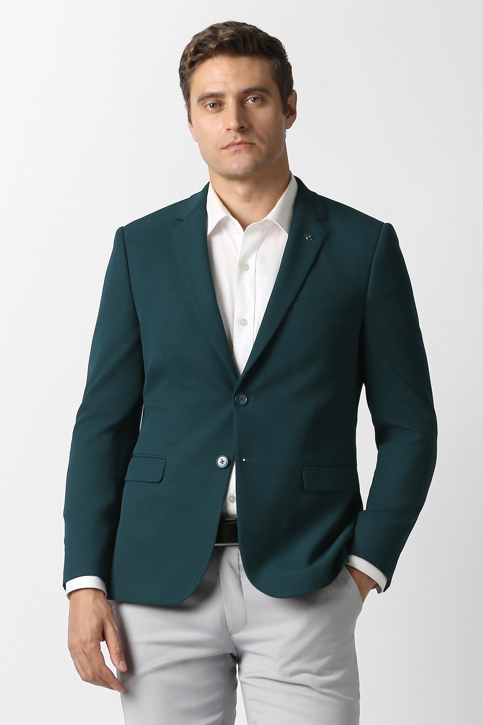 van heusen Men Self Design Single Breasted Formal Blazer-picture-36