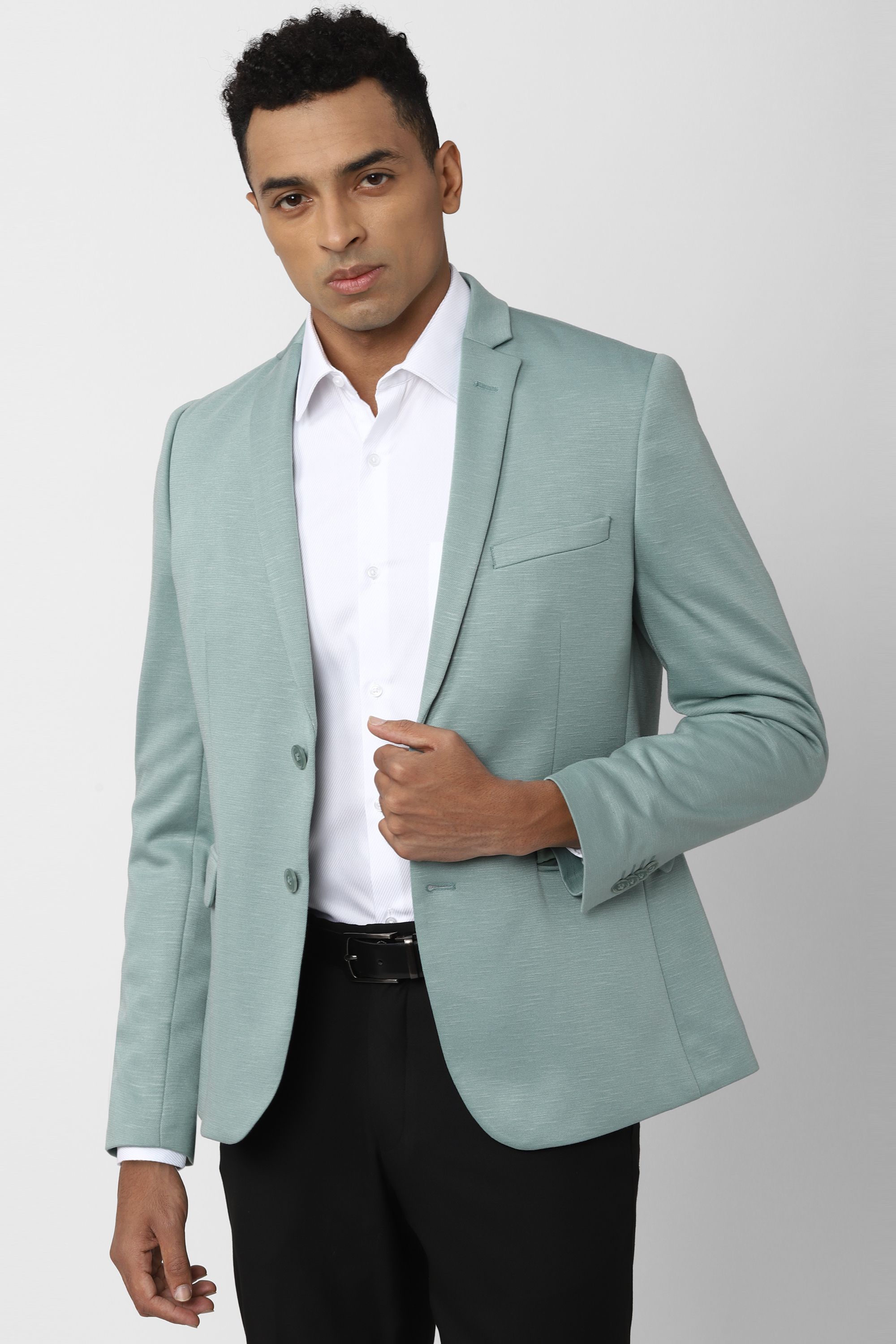 peter england Men Solid Single Breasted Casual Blazer-picture-24