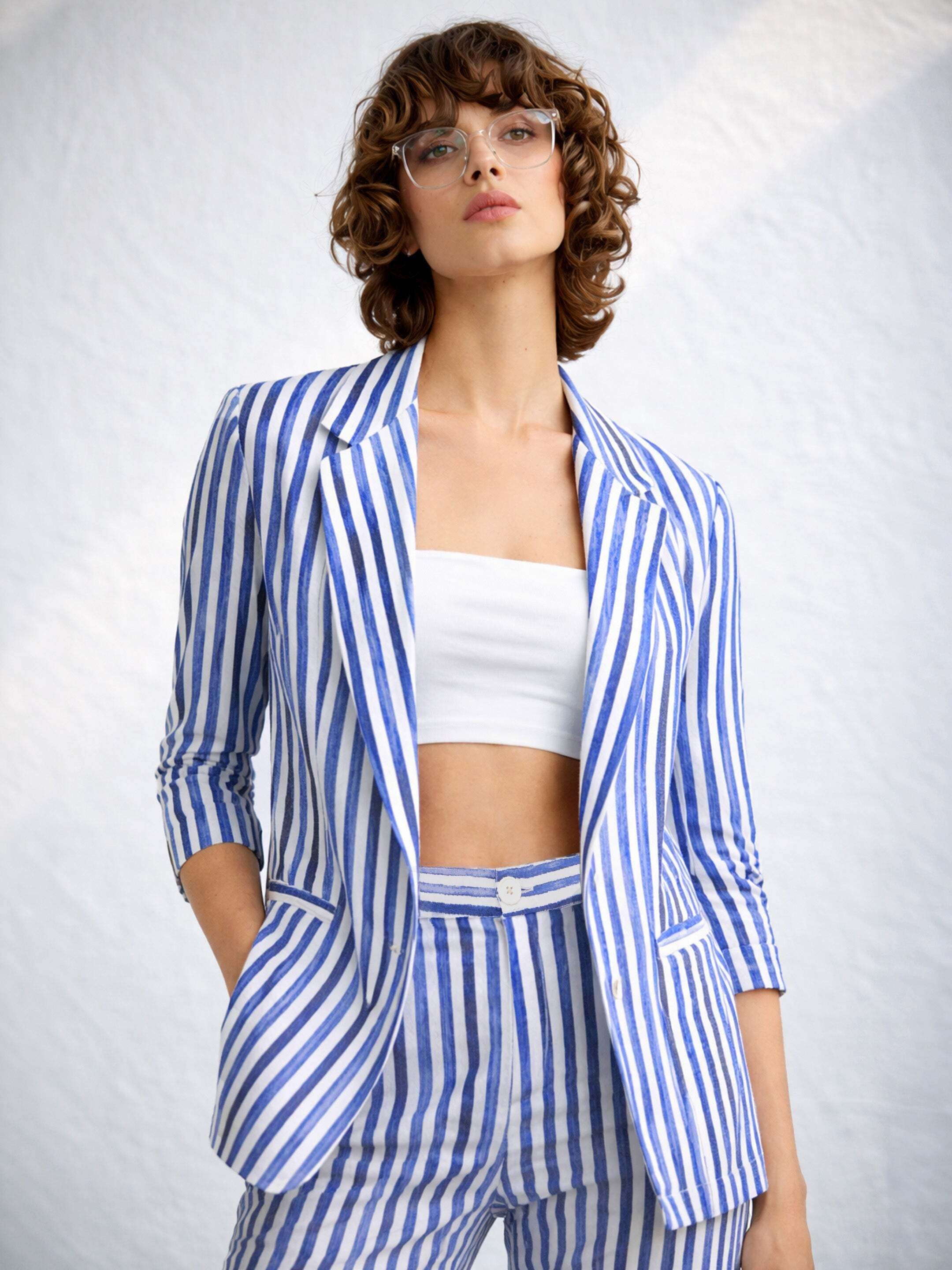 sassafras worklyf Women Striped Single Breasted Formal Blazer-picture-42
