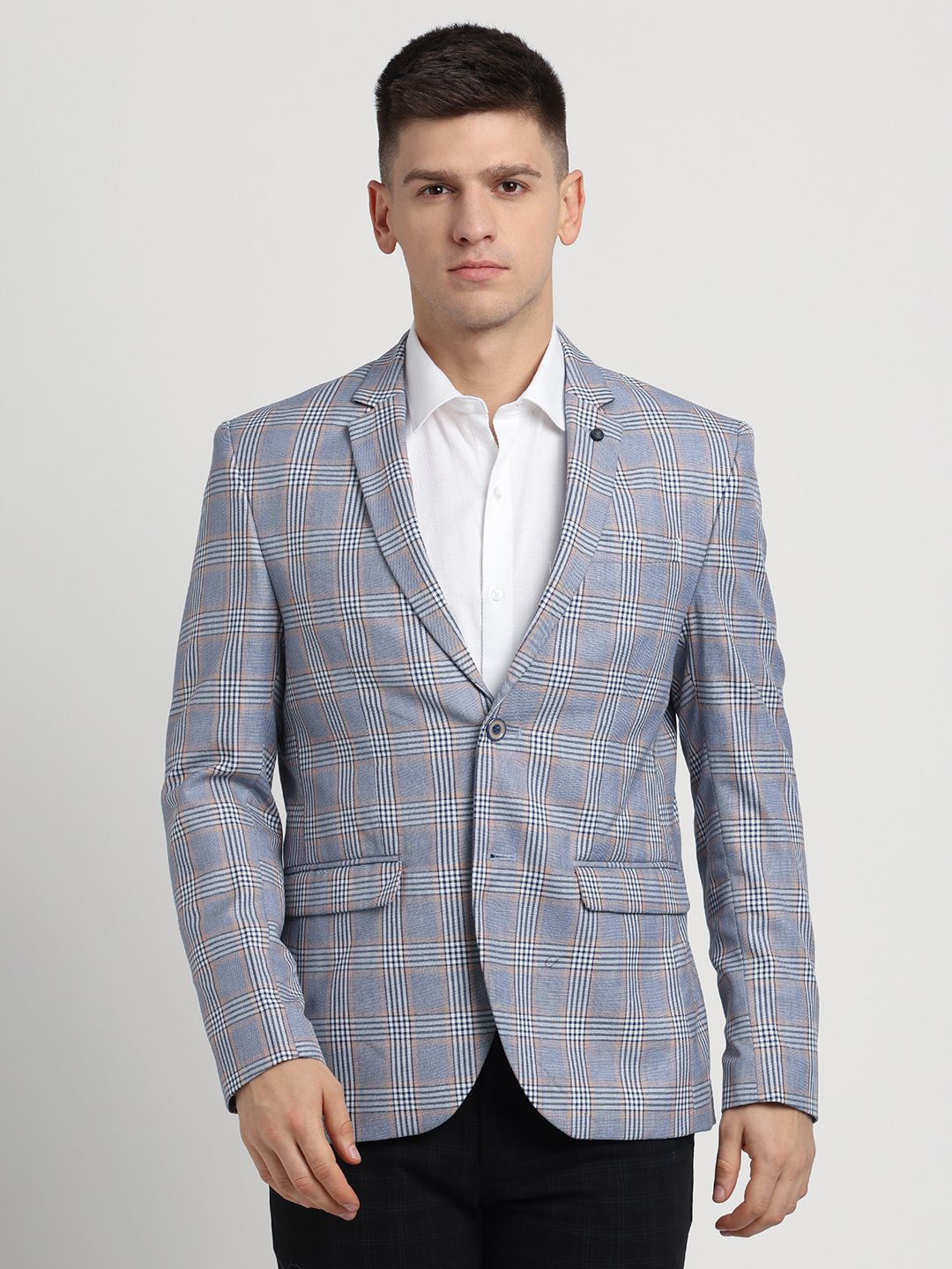 turtle Men Checkered Single Breasted Casual Blazer-picture-15