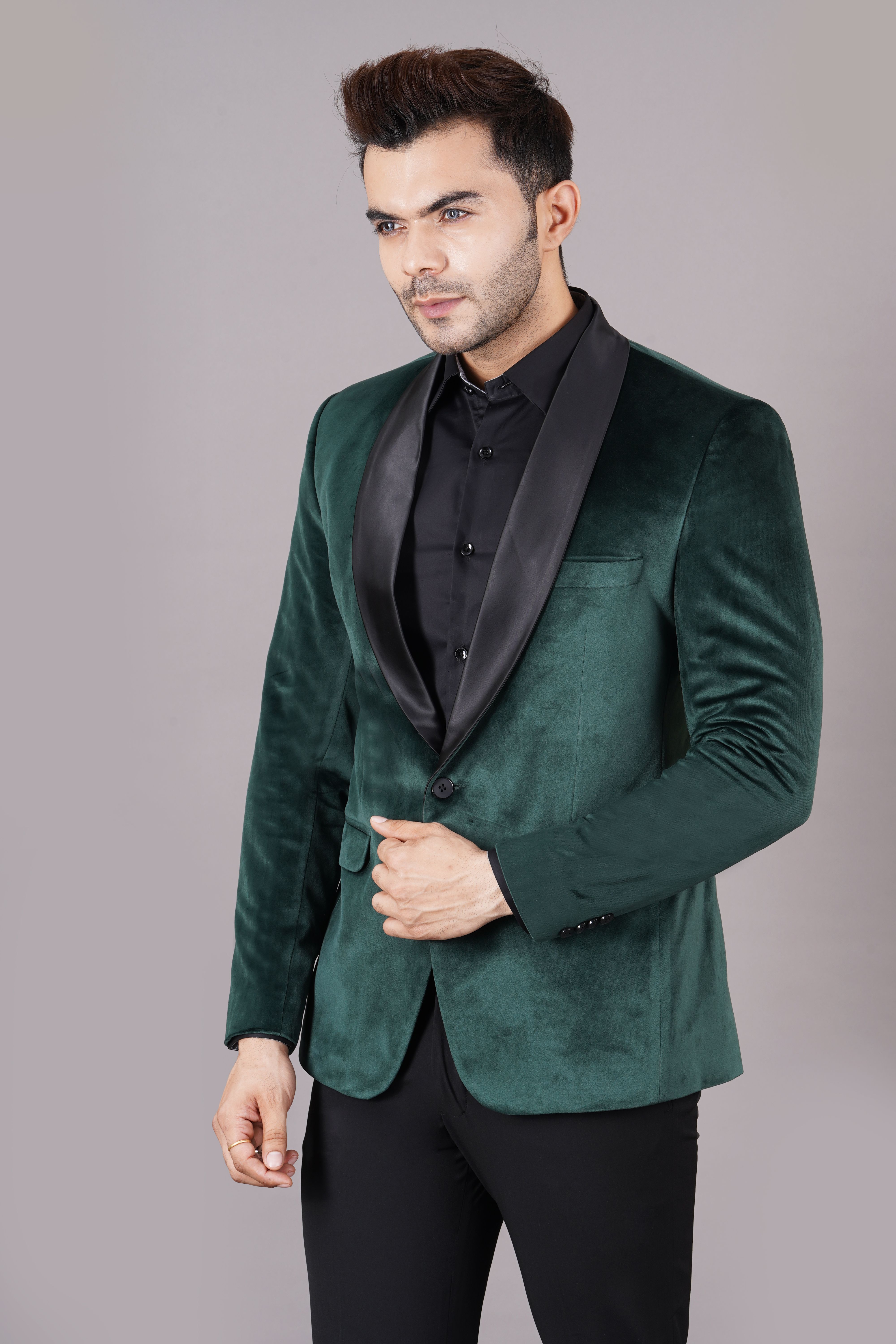 bloomingfashion Men Solid Tuxedo Style Party Blazer-picture-20