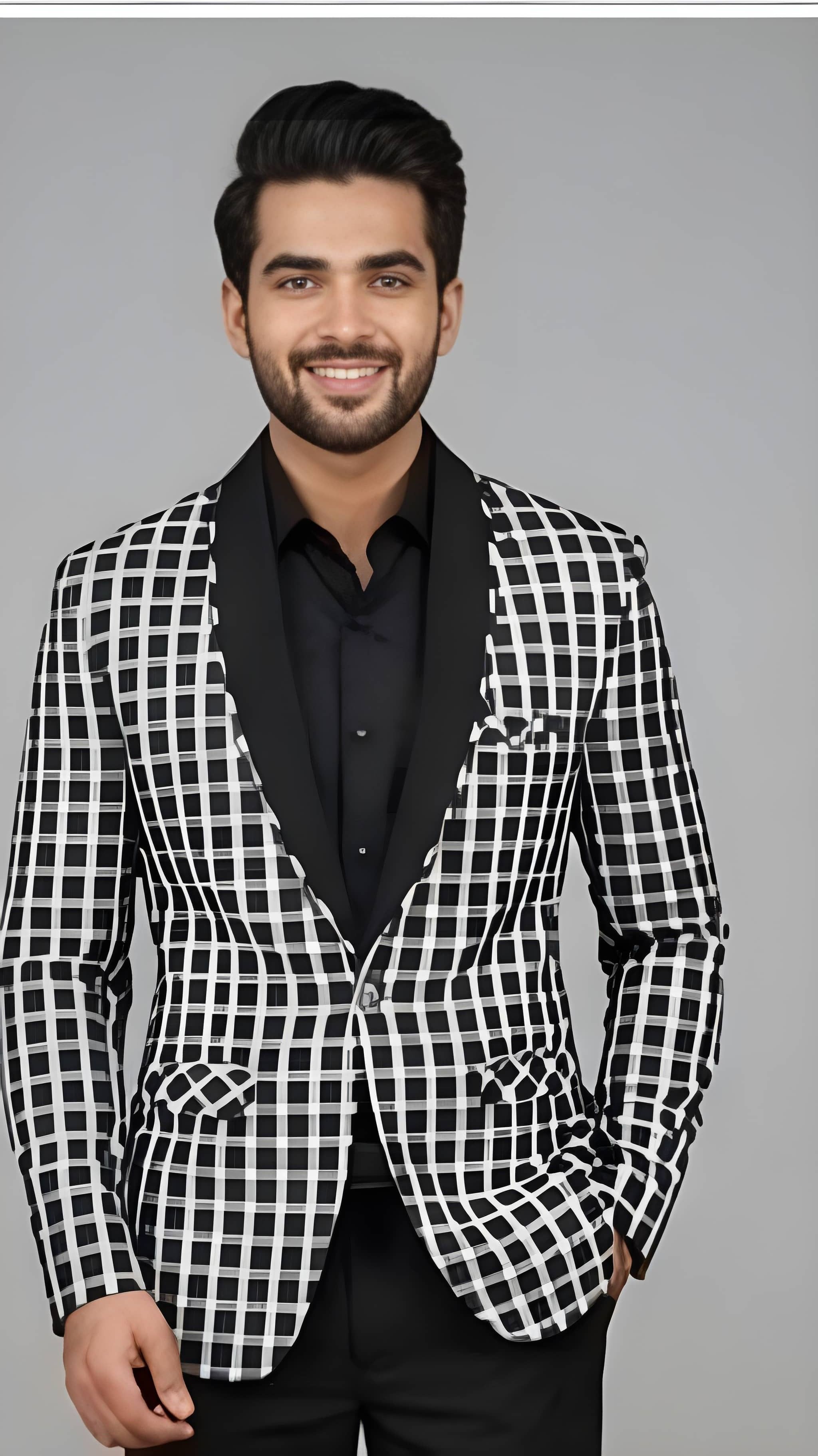 anju clothes Men Checkered Single Breasted Casual, Beach Wear Blazer-picture-23