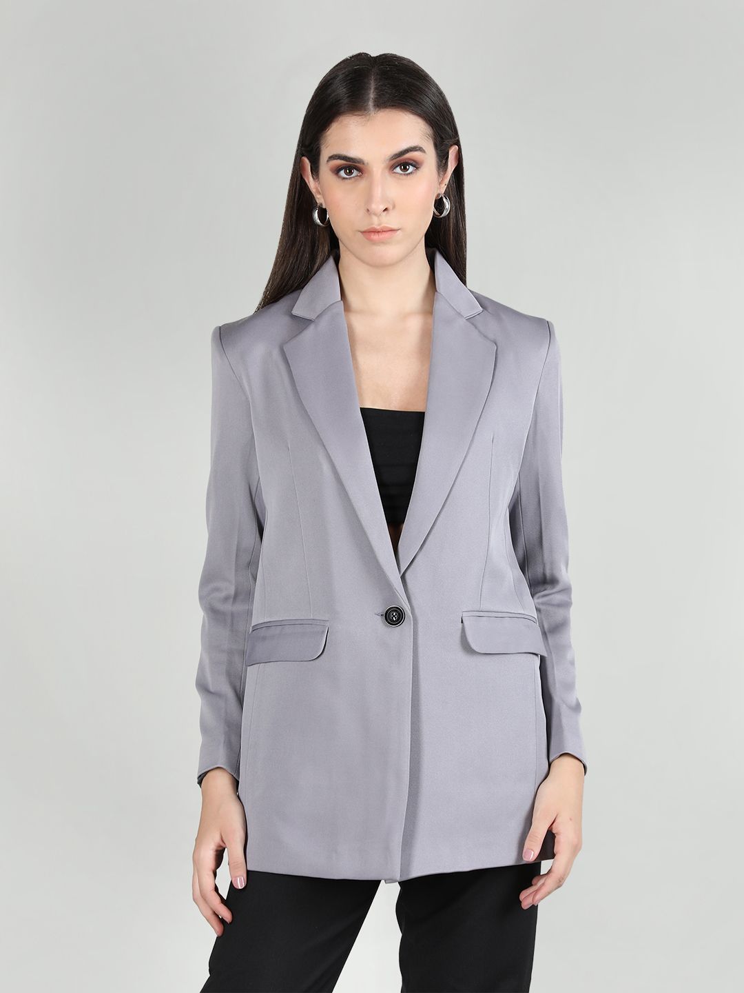 chkokko Women Solid Single Breasted Formal Blazer-picture-30