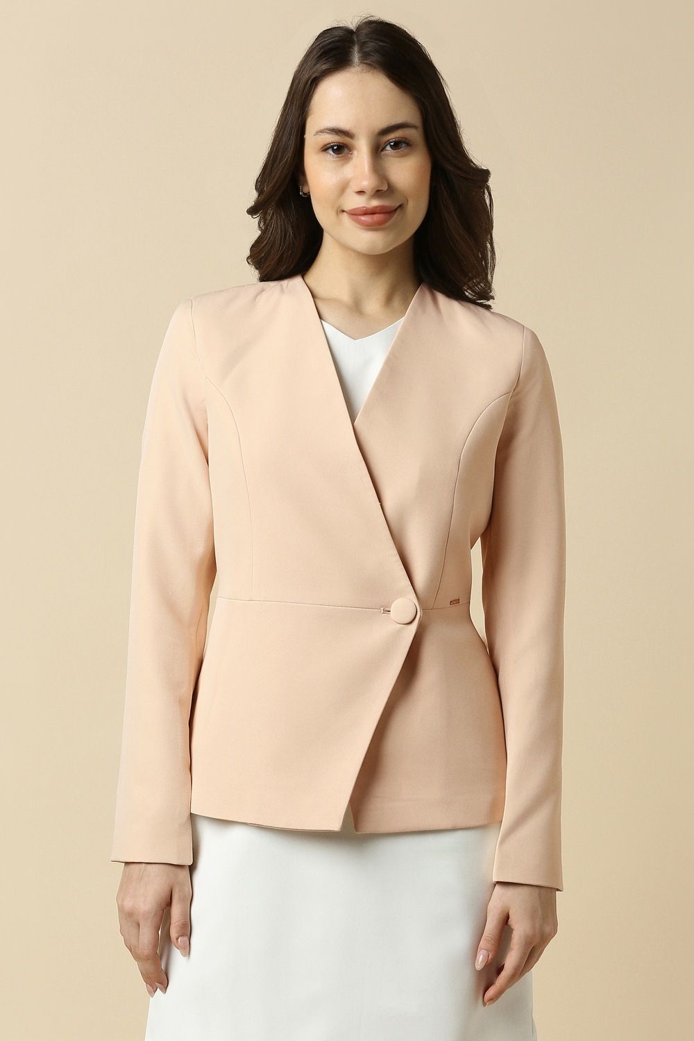 allen solly Women Solid Single Breasted Formal Blazer-picture-24