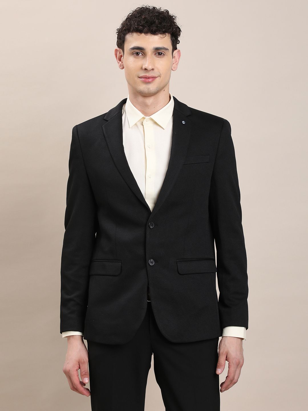 Men Self Design Single Breasted Casual Blazer-image-38