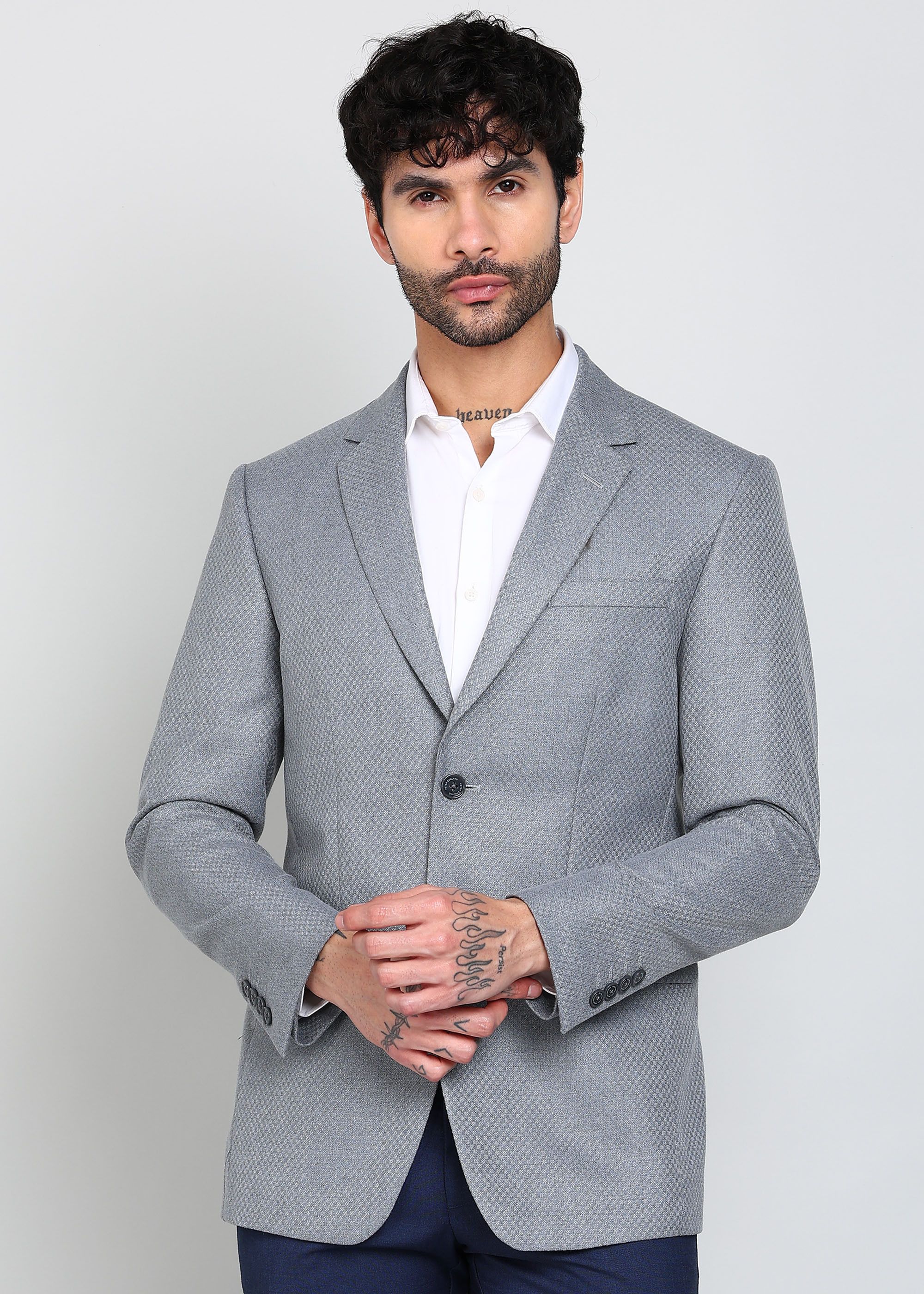 peter england Men Self Design Single Breasted Formal Blazer-picture-28