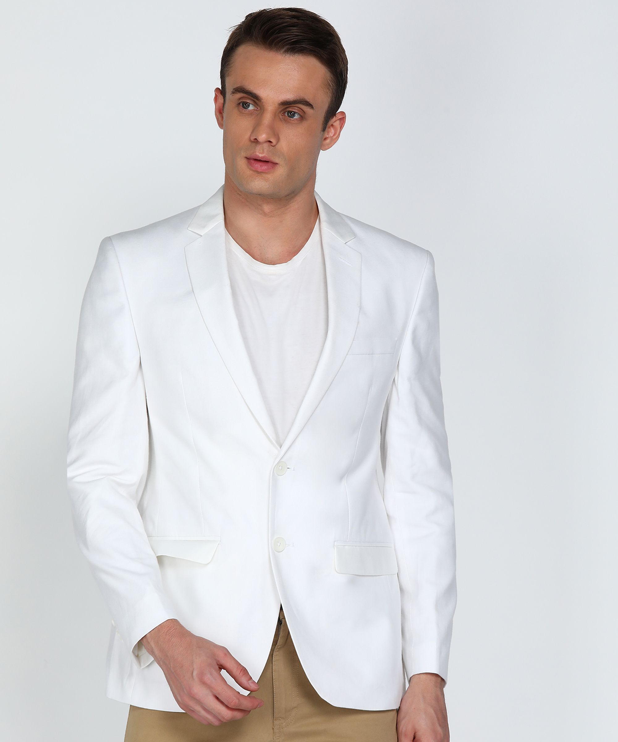 park avenue Men Solid Single Breasted Casual Blazer-picture-16