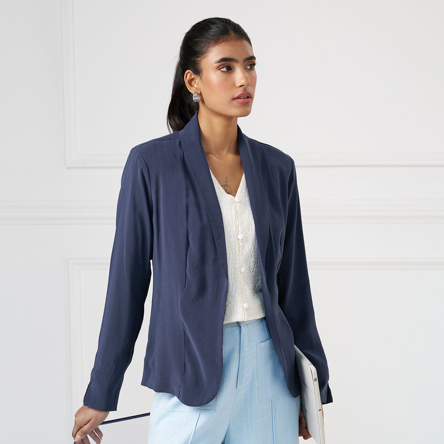 annabelle by pantaloons Women Solid Single Breasted Casual Blazer-picture-38
