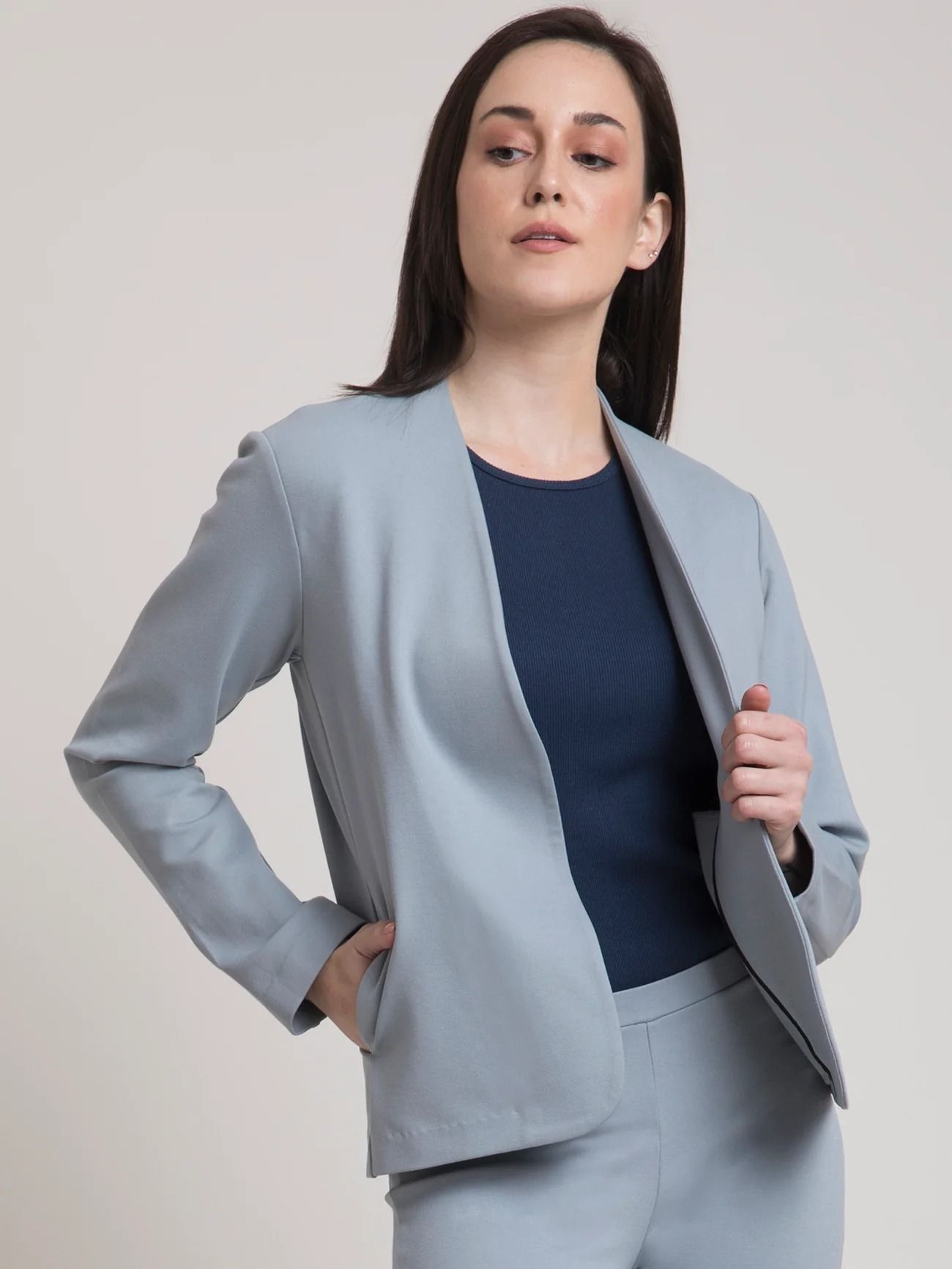 fable street Women Solid Single Breasted Formal Blazer-picture-26