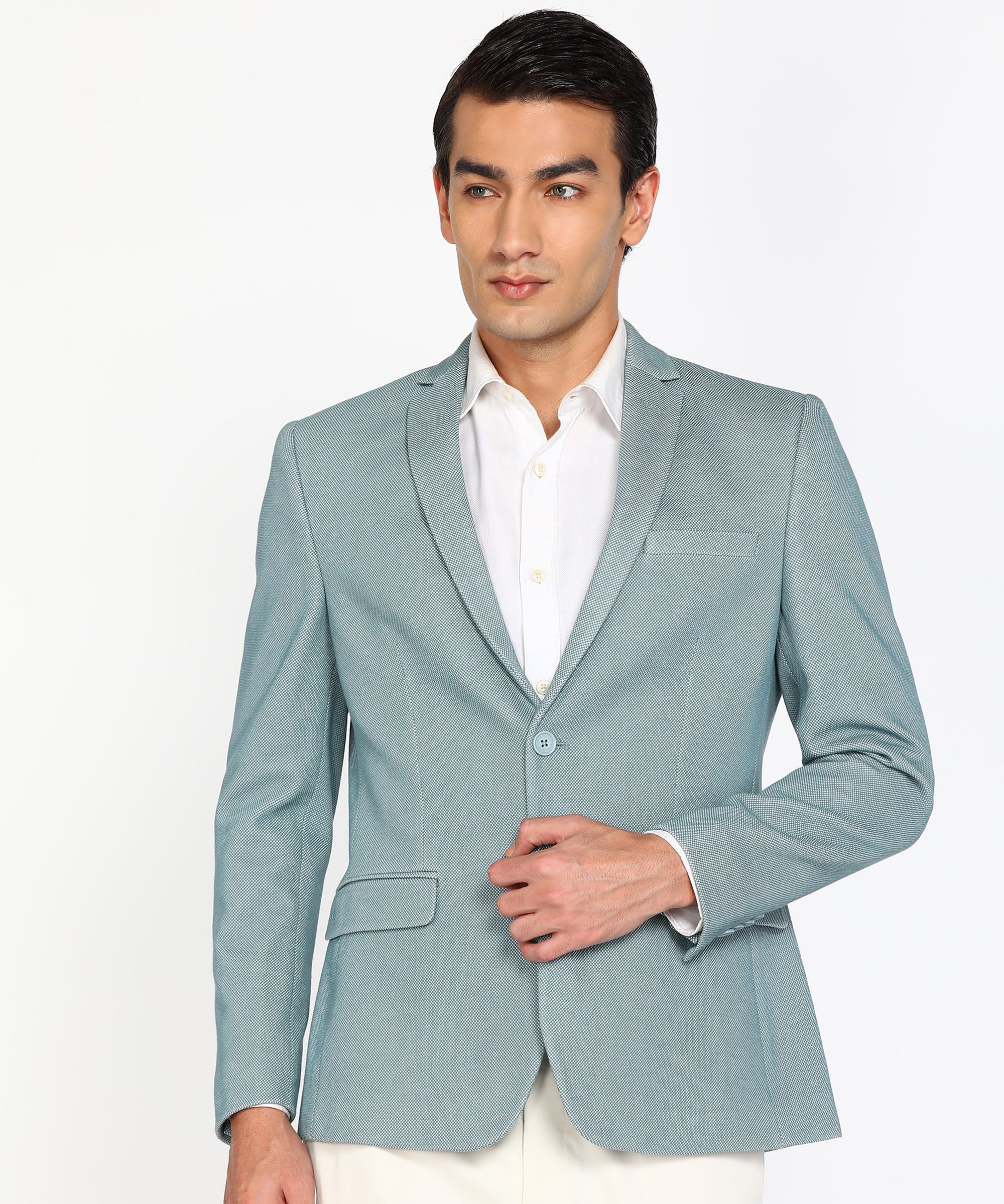 peter england Men Self Design Single Breasted Casual Blazer-picture-10