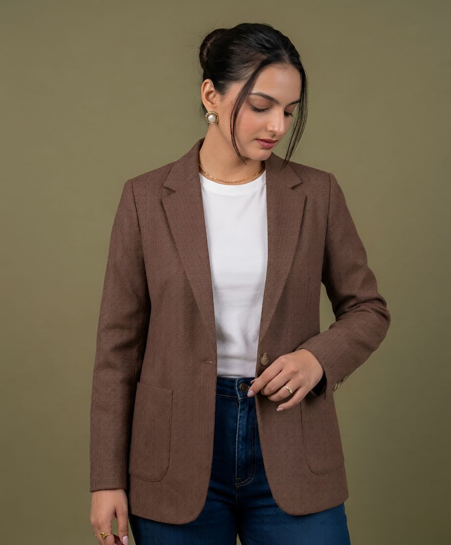cadmon Women Self Design Single Breasted Casual Blazer-picture-16