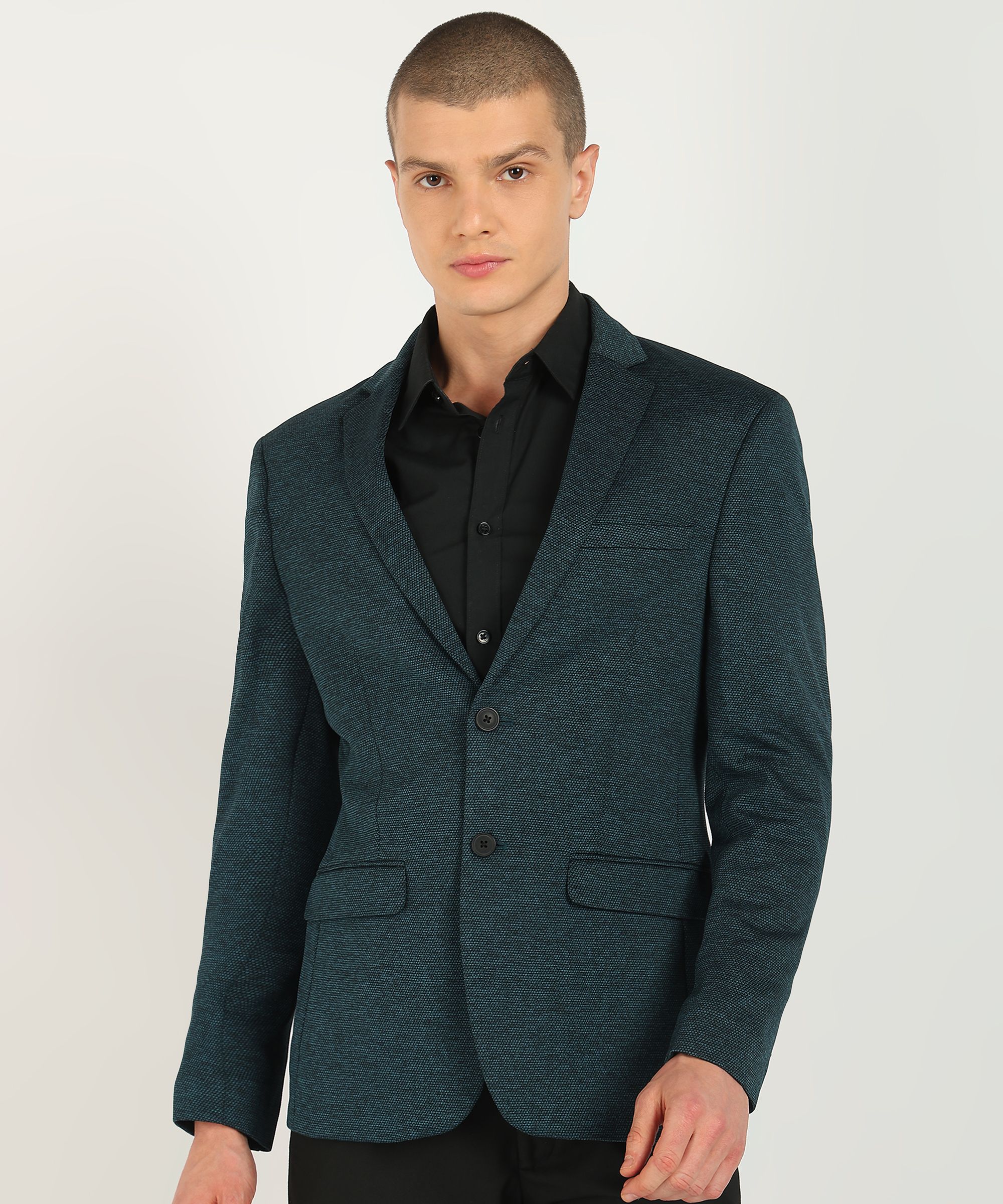 park avenue Men Self Design Single Breasted Formal Blazer-picture-32