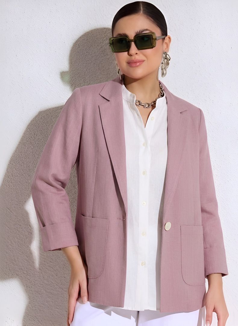 purever india Women Solid Single Breasted Casual Blazer-picture-18