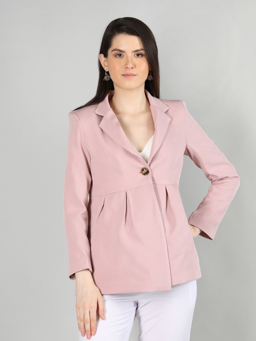 chkokko Women Solid Single Breasted Formal Blazer-picture-32