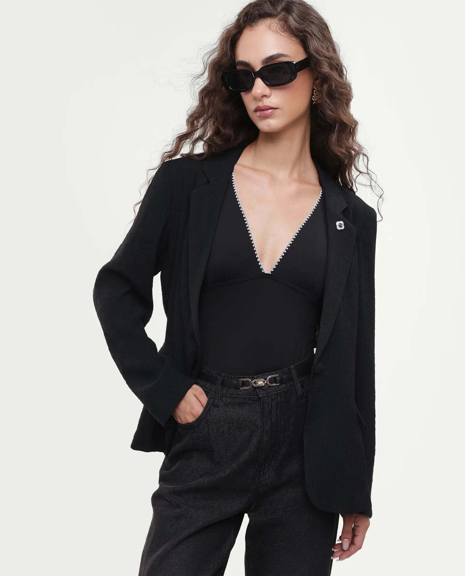 rareism Women Solid Single Breasted Casual Blazer-picture-31