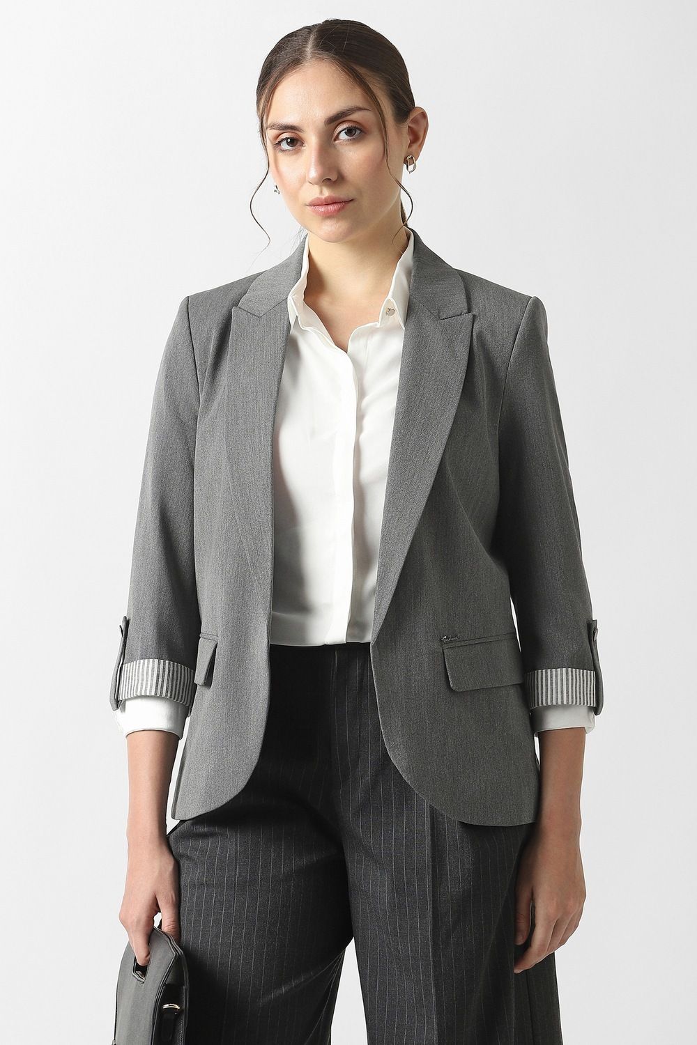 van heusen Women Solid Single Breasted Formal Blazer-picture-19