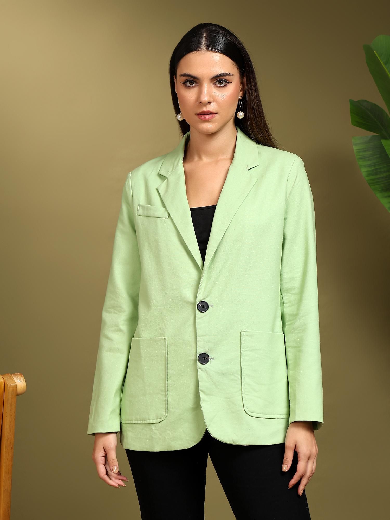 kotty Women Solid Mandarin Casual Blazer-picture-39