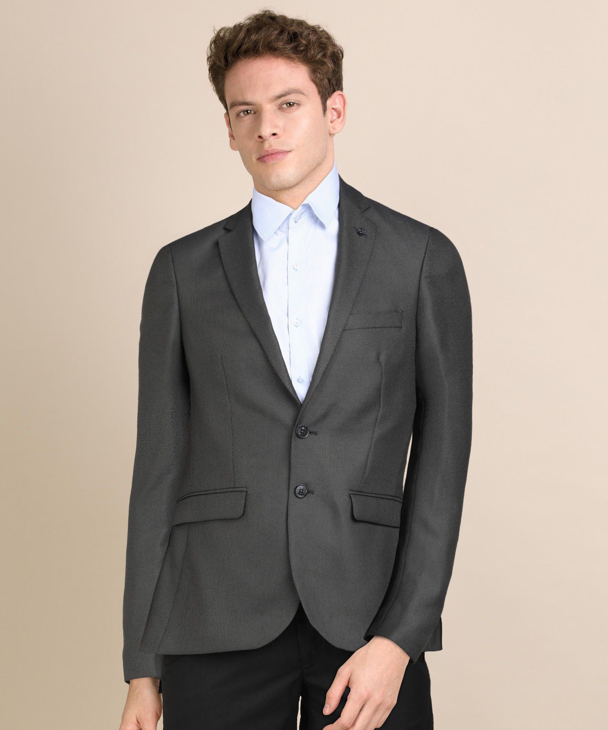 raymond Men Solid Single Breasted Formal Blazer-picture-11