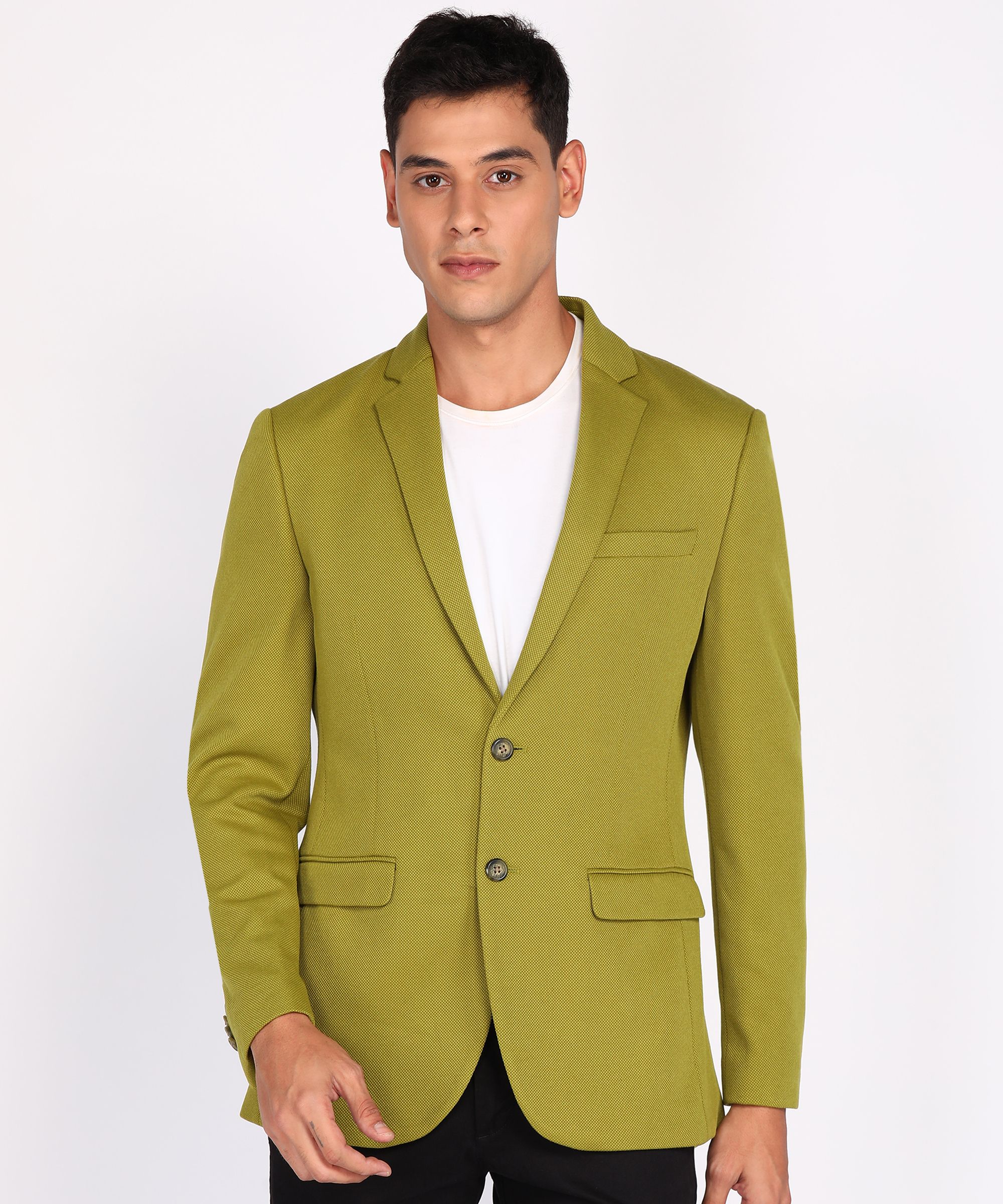 park avenue Men Self Design Single Breasted Formal Blazer-picture-35