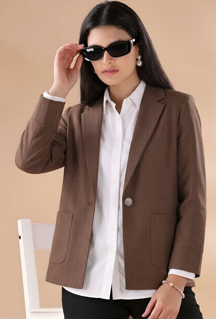 cadmon Women Striped Single Breasted Casual Blazer-picture-33
