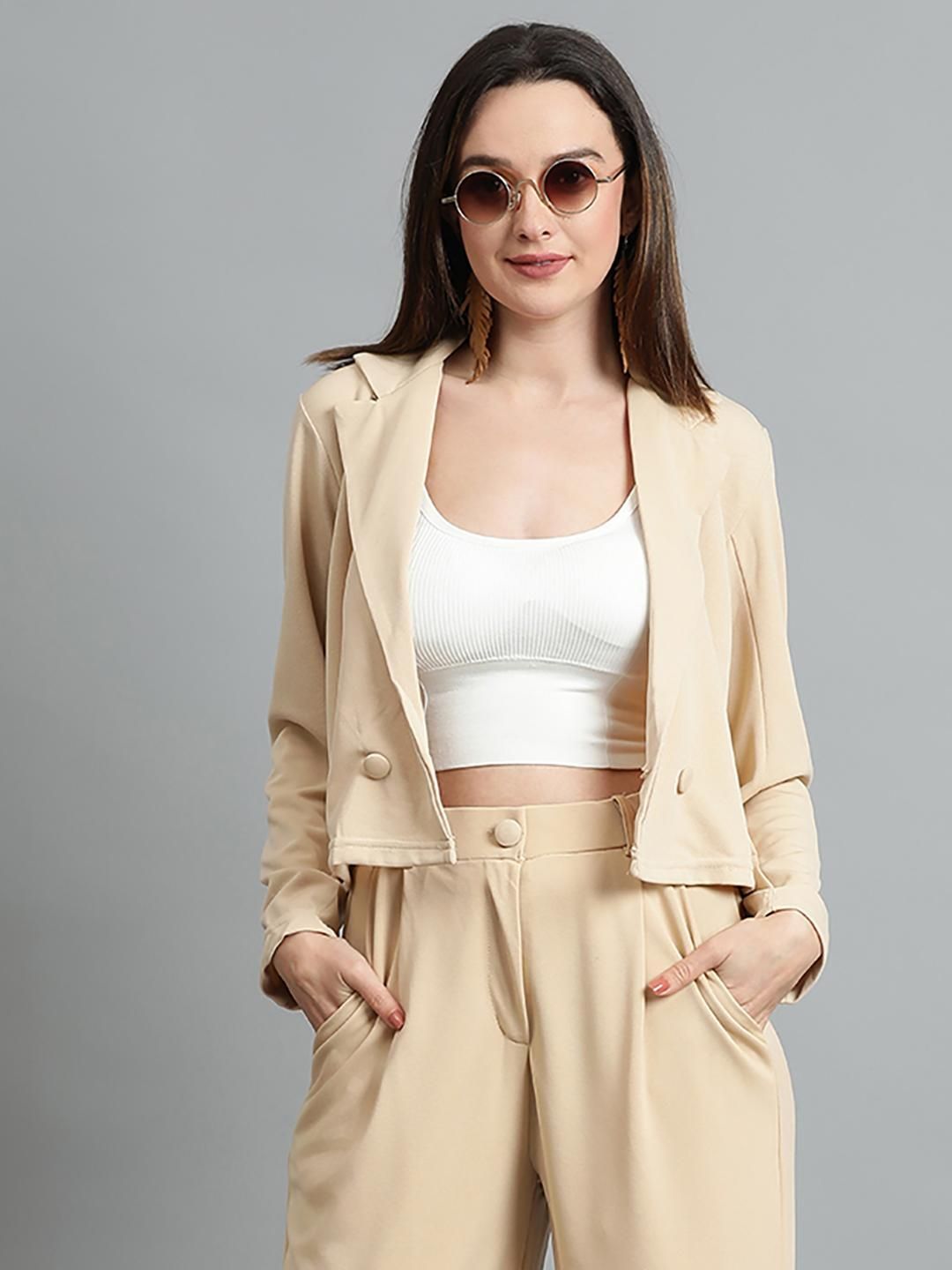 kotty Women Solid Single Breasted Casual Blazer-picture-19