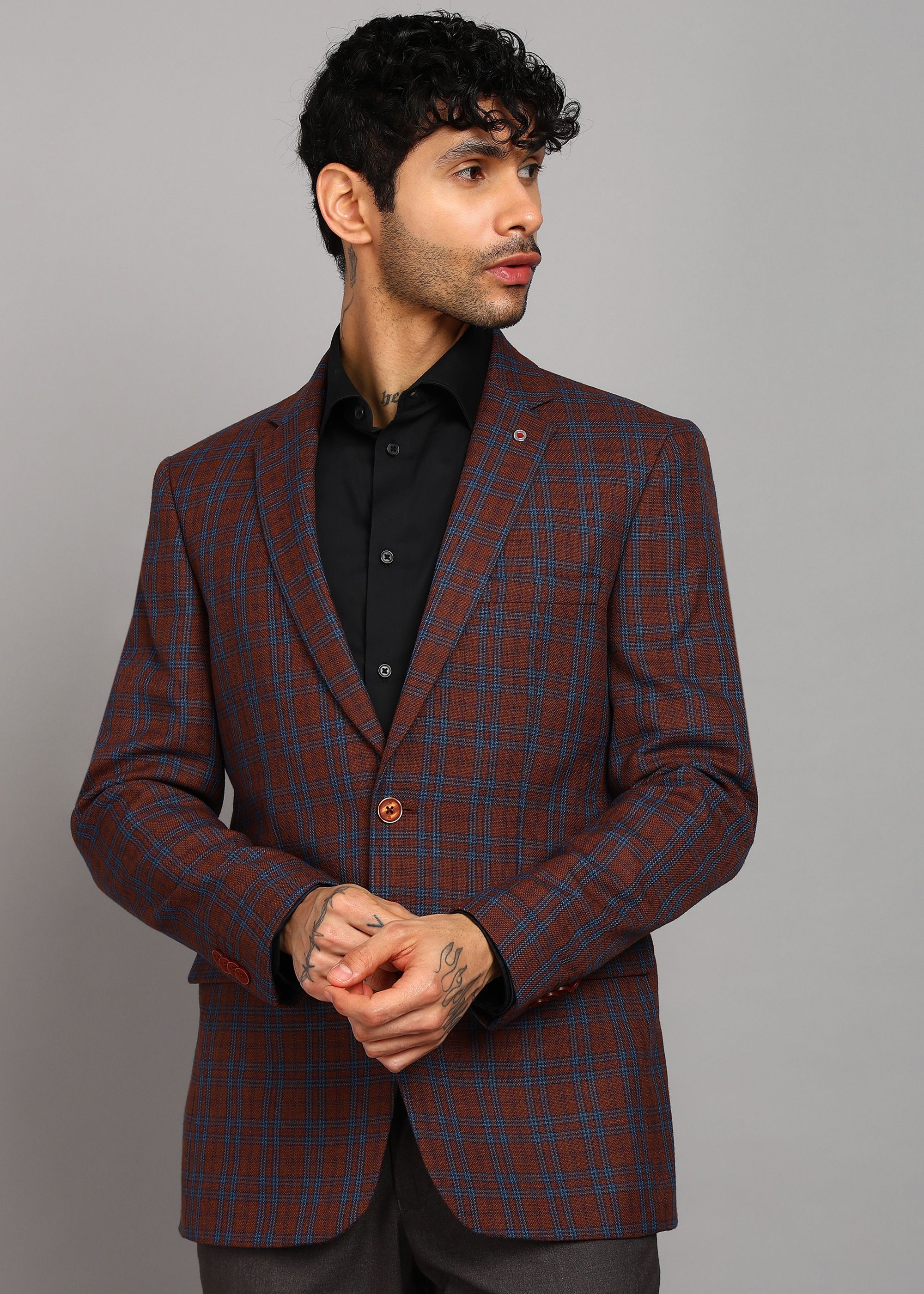raymond Men Checkered Single Breasted Formal Blazer-picture-11