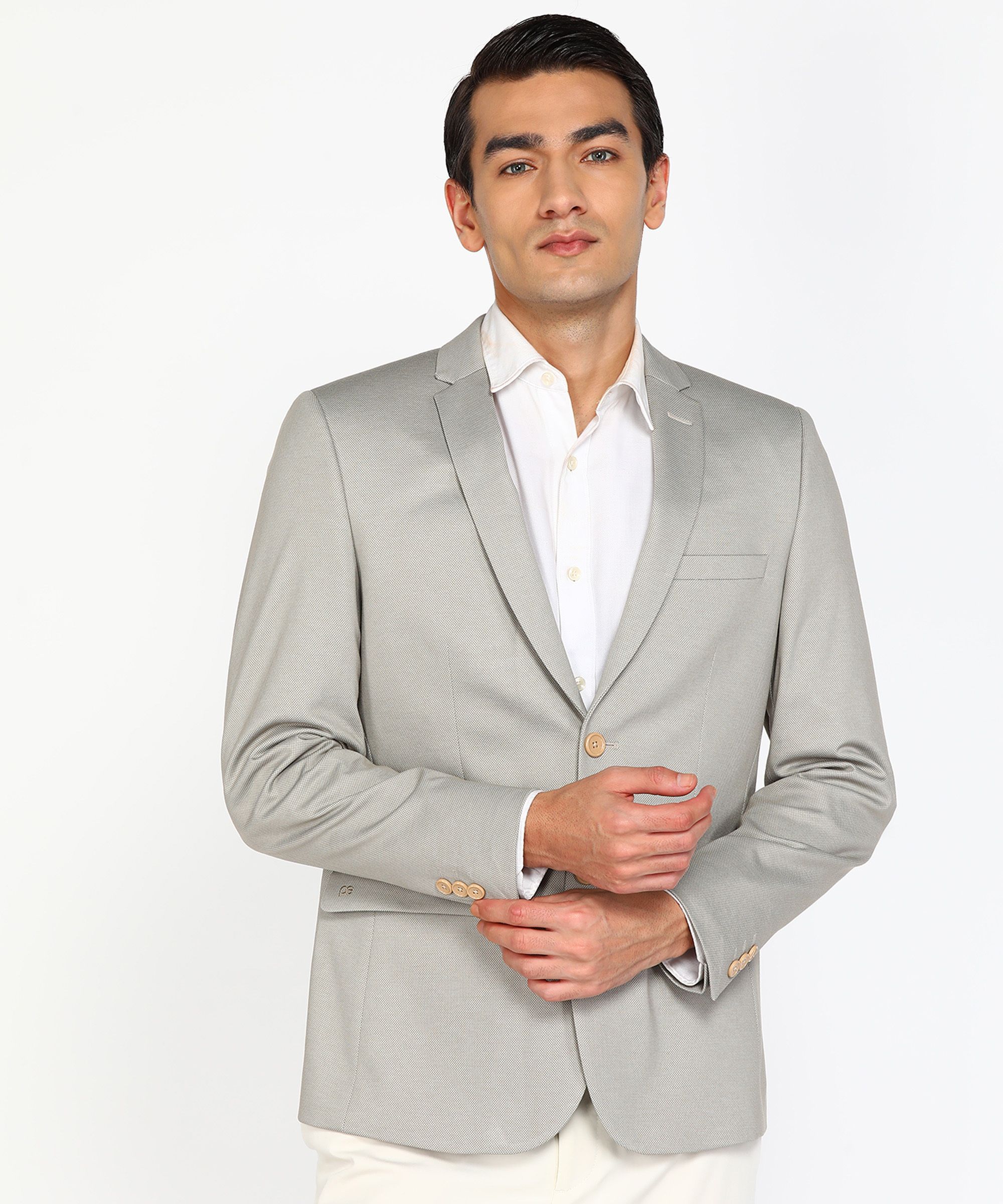 peter england Men Self Design Single Breasted Formal Blazer-picture-26