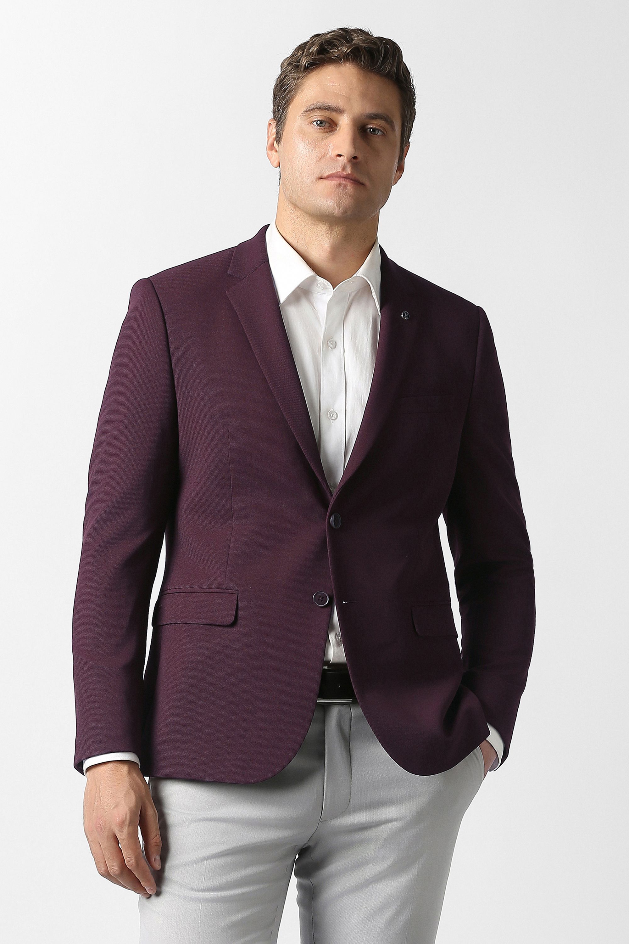 van heusen Men Self Design Single Breasted Formal Blazer-picture-27