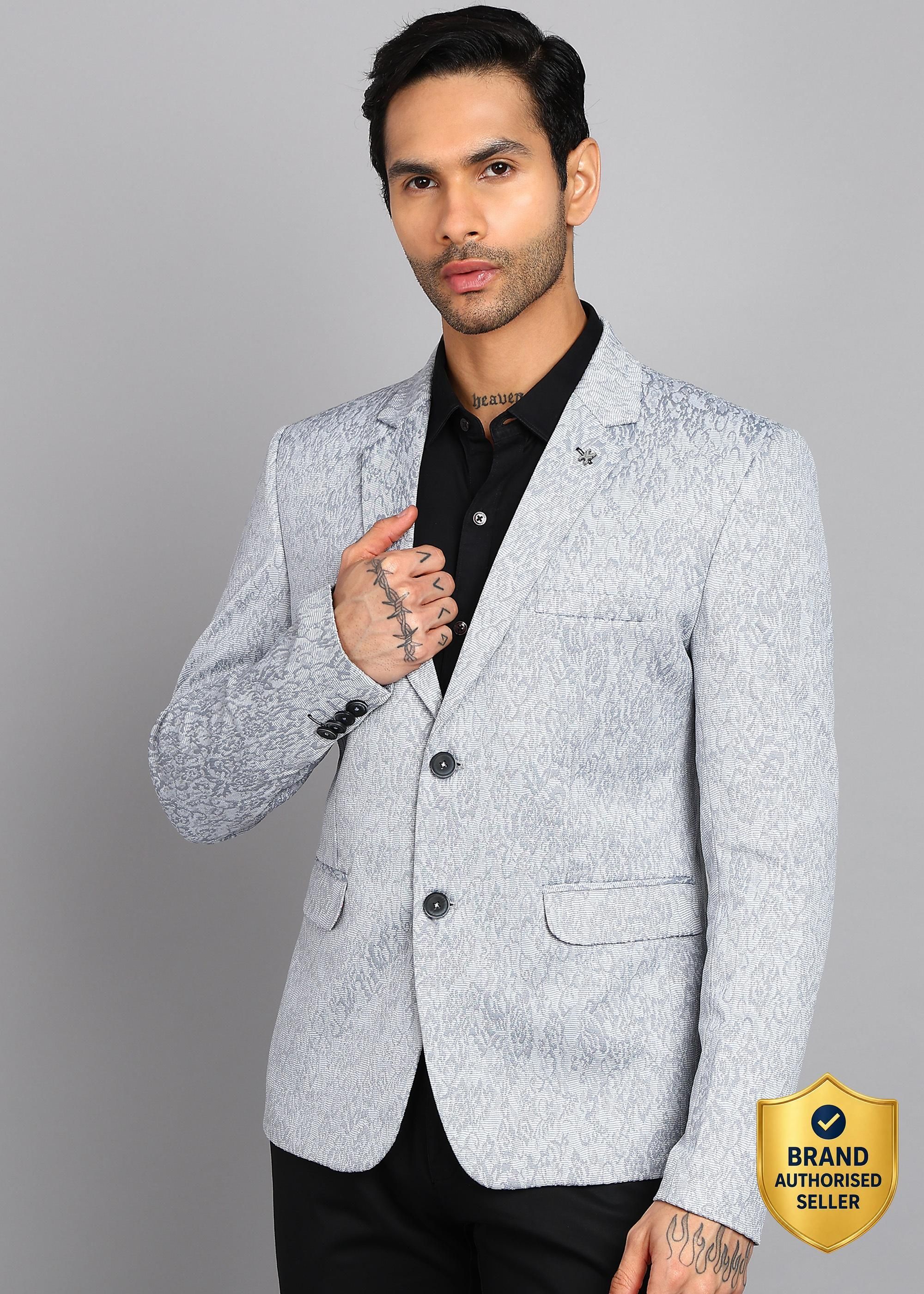 killer Men Self Design Single Breasted Casual Blazer-picture-10