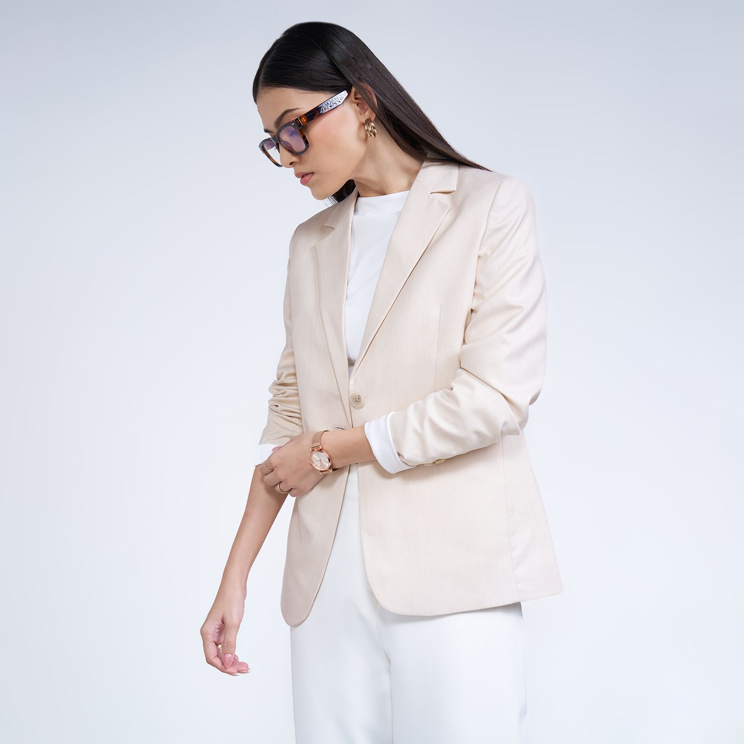 annabelle by pantaloons Women Solid Single Breasted Formal Blazer-picture-24