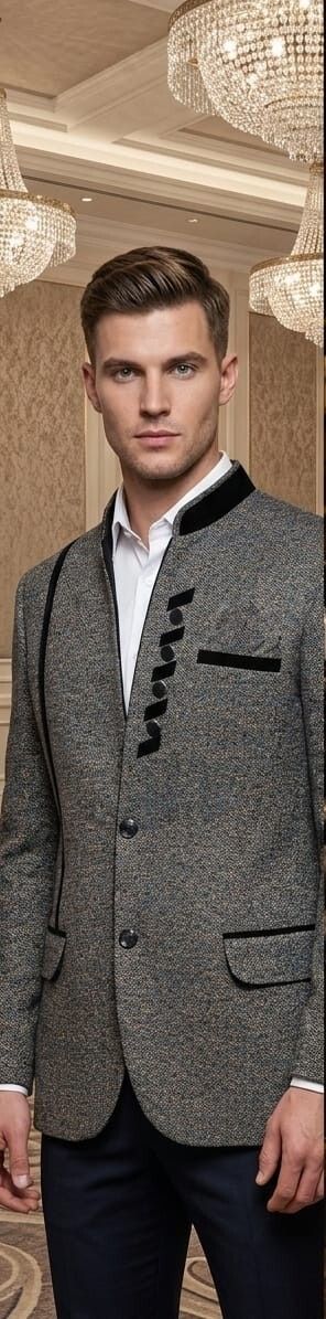 chanderivastra Men Woven Single Breasted Festive & Wedding, Party, Casual Blazer-picture-2