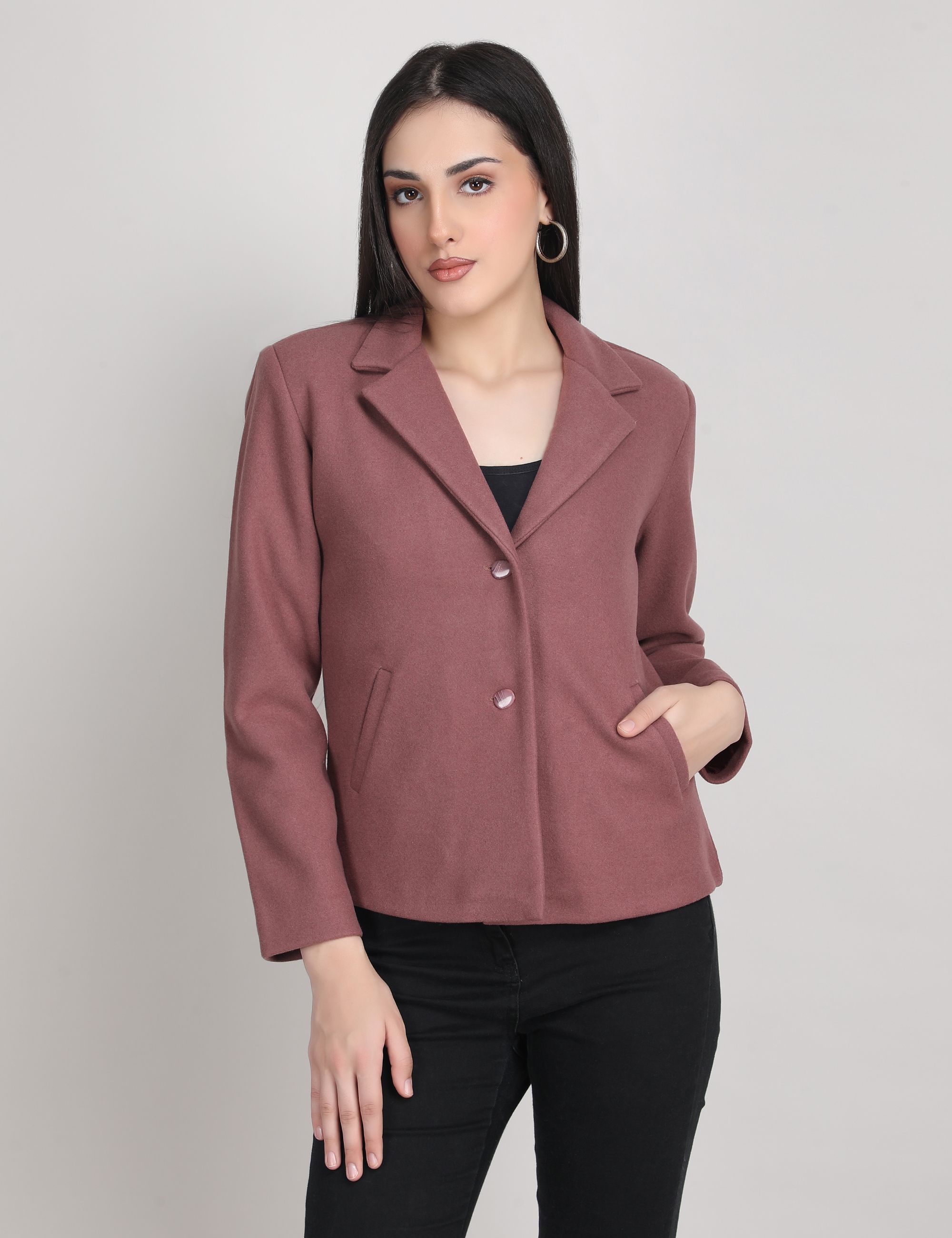 blue ronin Women Self Design Single Breasted Formal Blazer-picture-24
