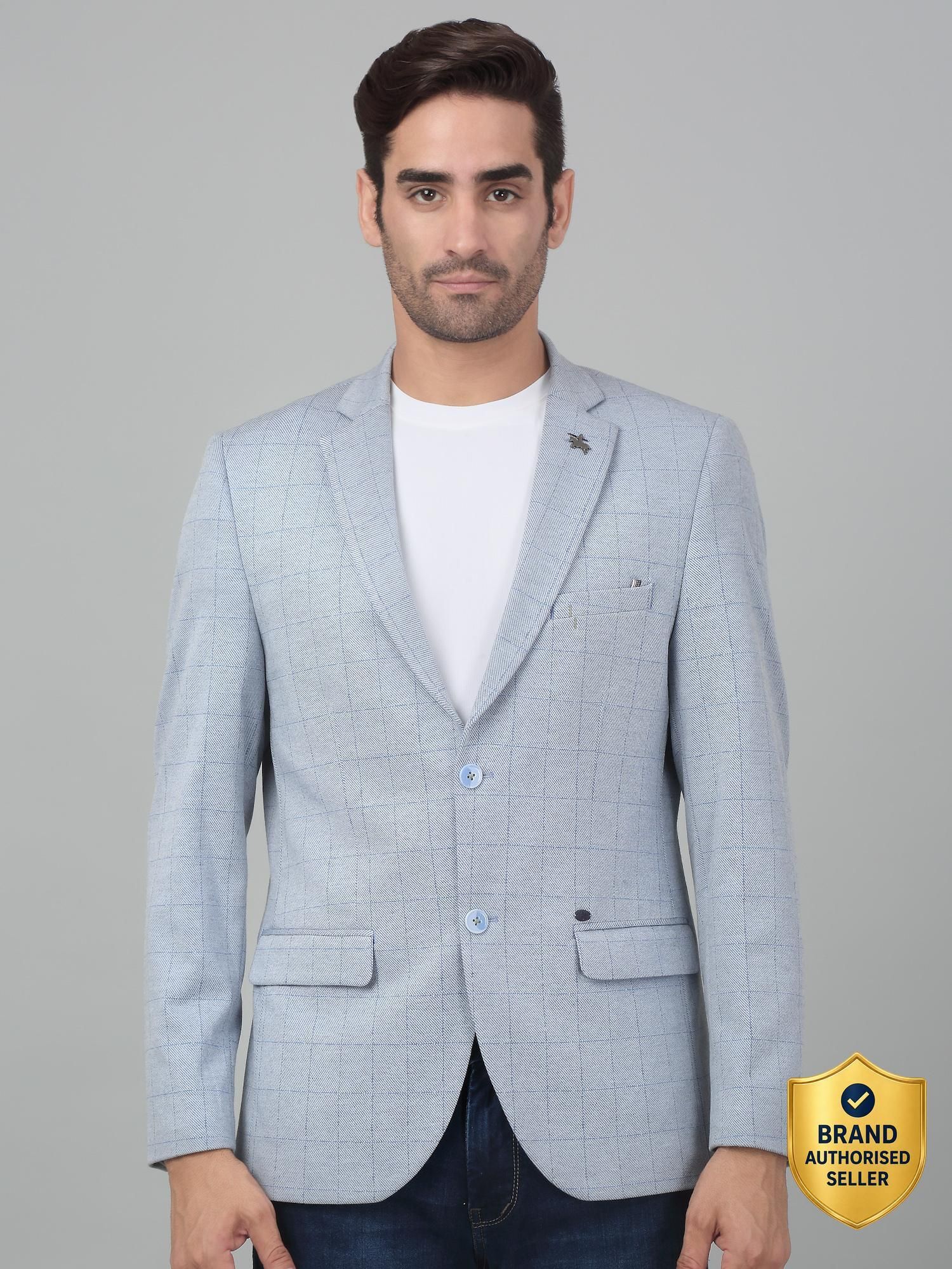 cantabil Men Checkered Single Breasted Casual Blazer-picture-23